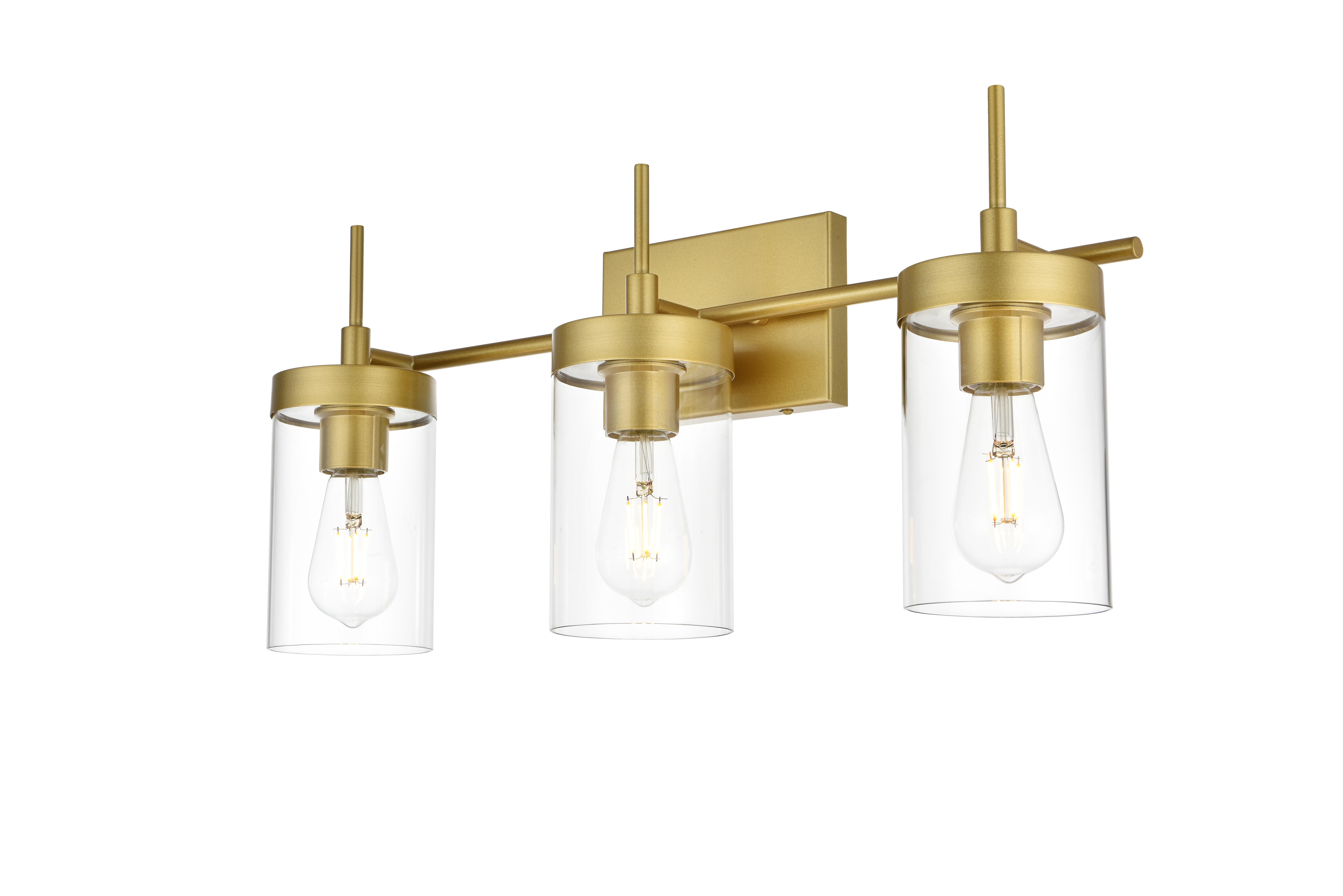 Benny 3-Light Bath Sconce in Brass and Clear Glass - Image 3