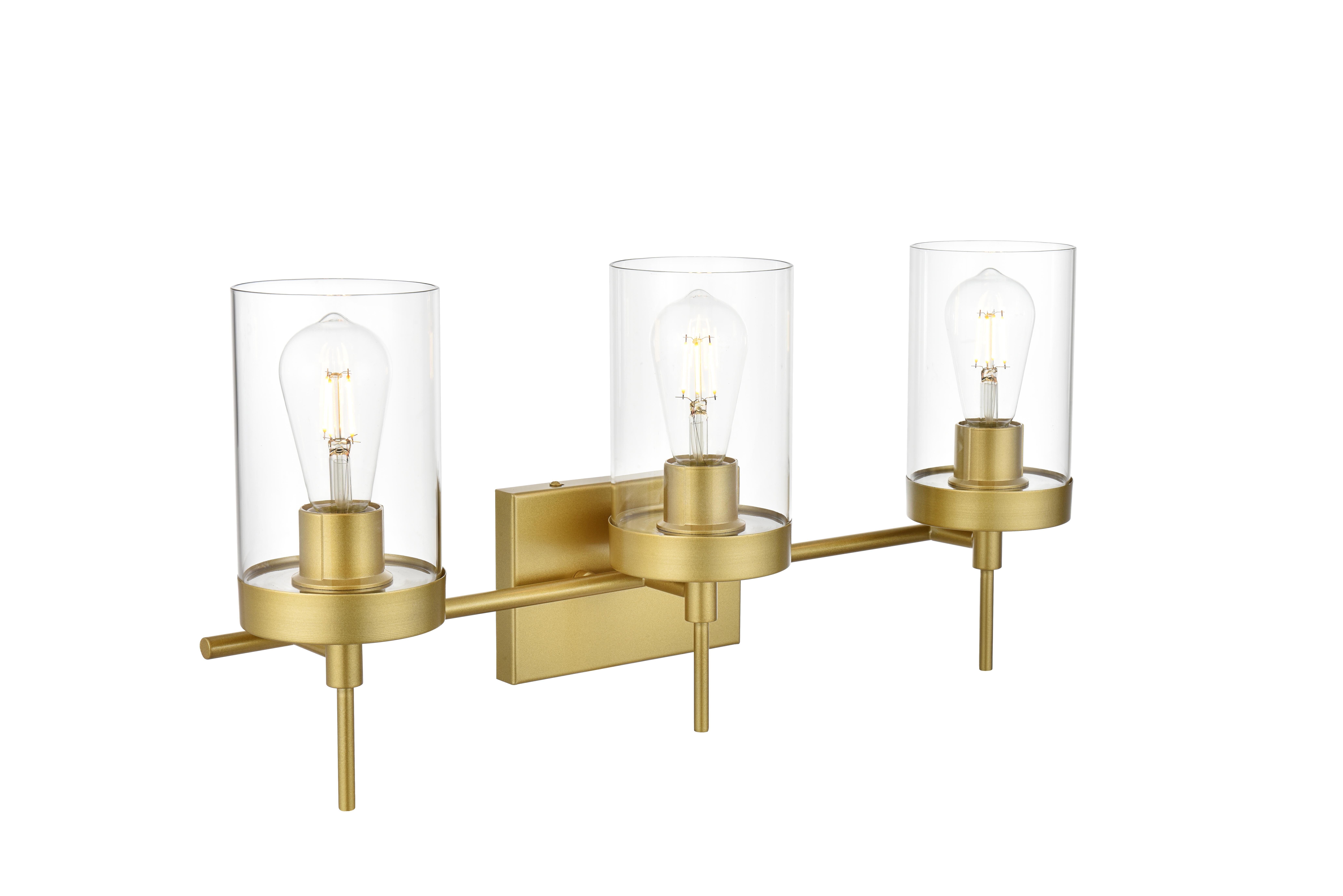 Benny 3-Light Bath Sconce in Brass and Clear Glass - Image 4