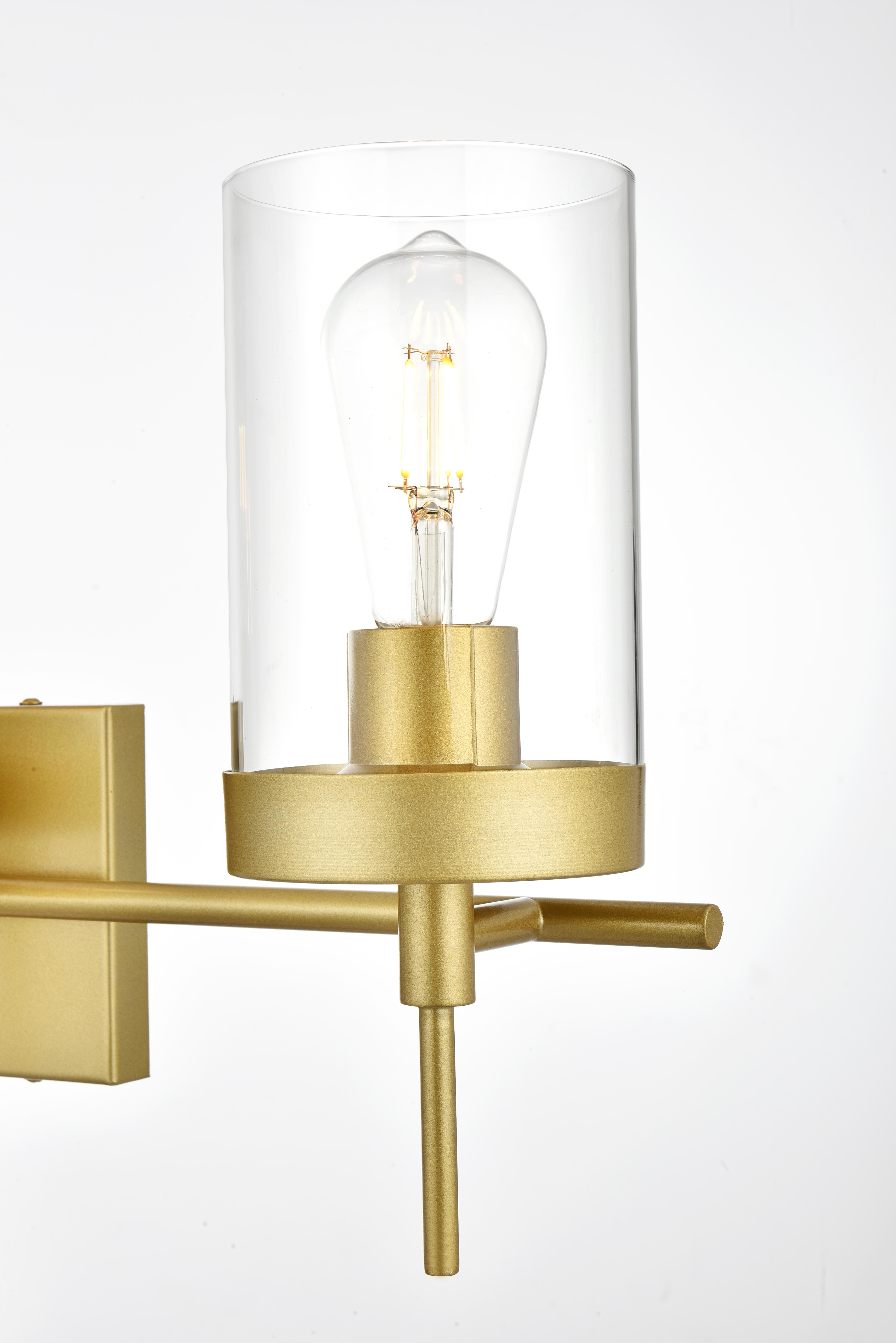 Benny 3-Light Bath Sconce in Brass and Clear Glass - Image 5