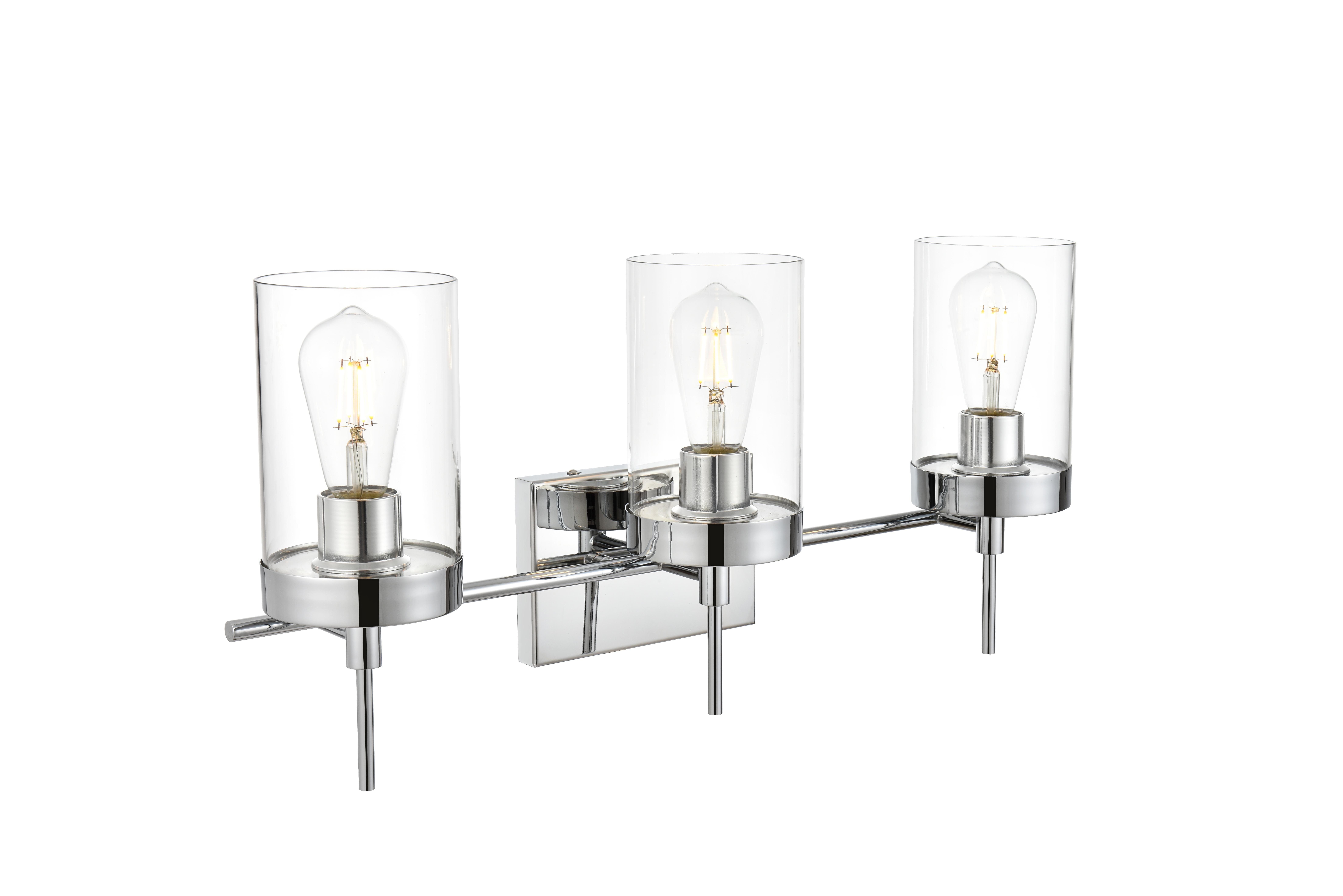 Benny 3-Light Bath Sconce in Chrome with Clear Glass - Image 4