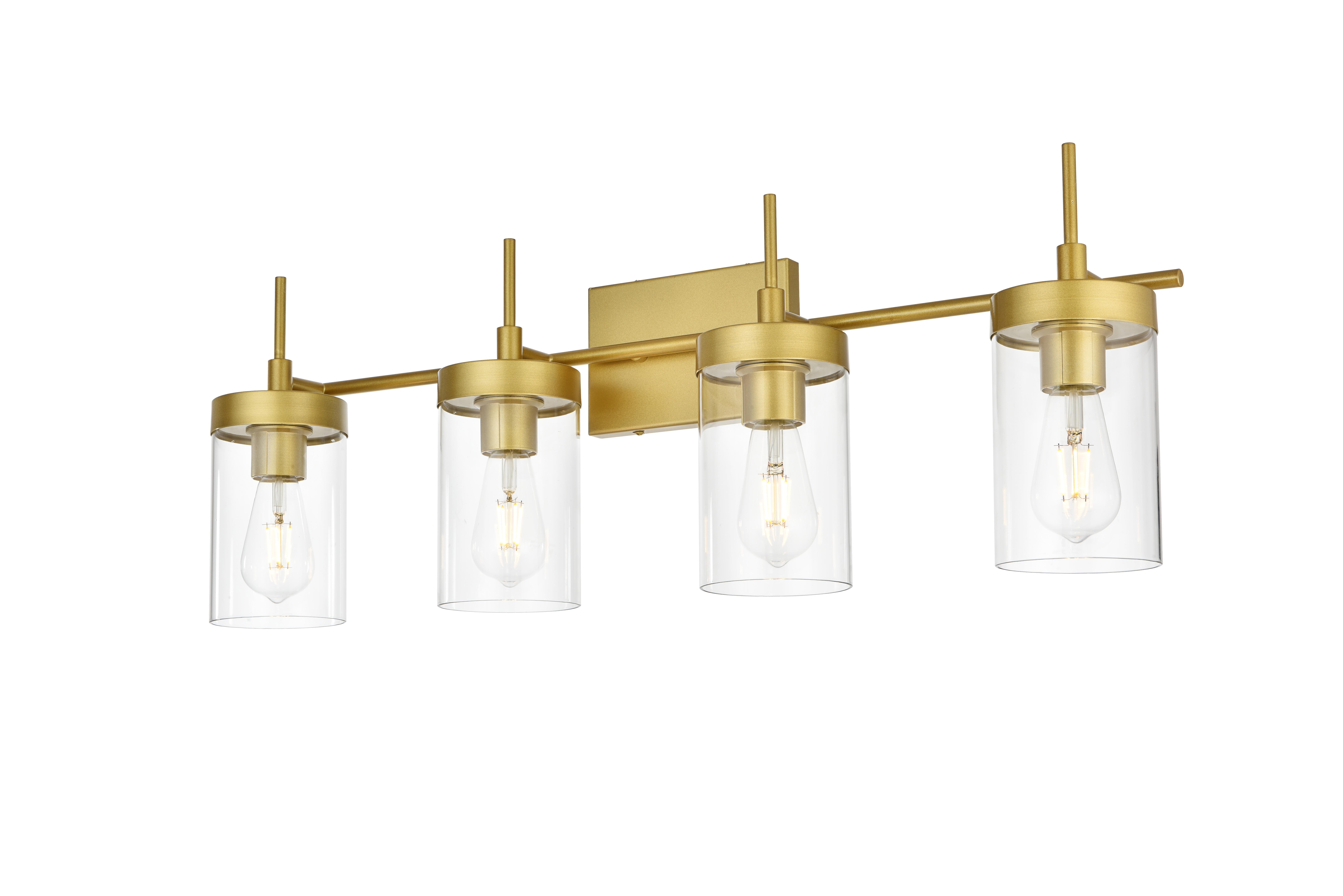 Benny 4-Light Bath Sconce in Brass and Clear Glass - Image 3