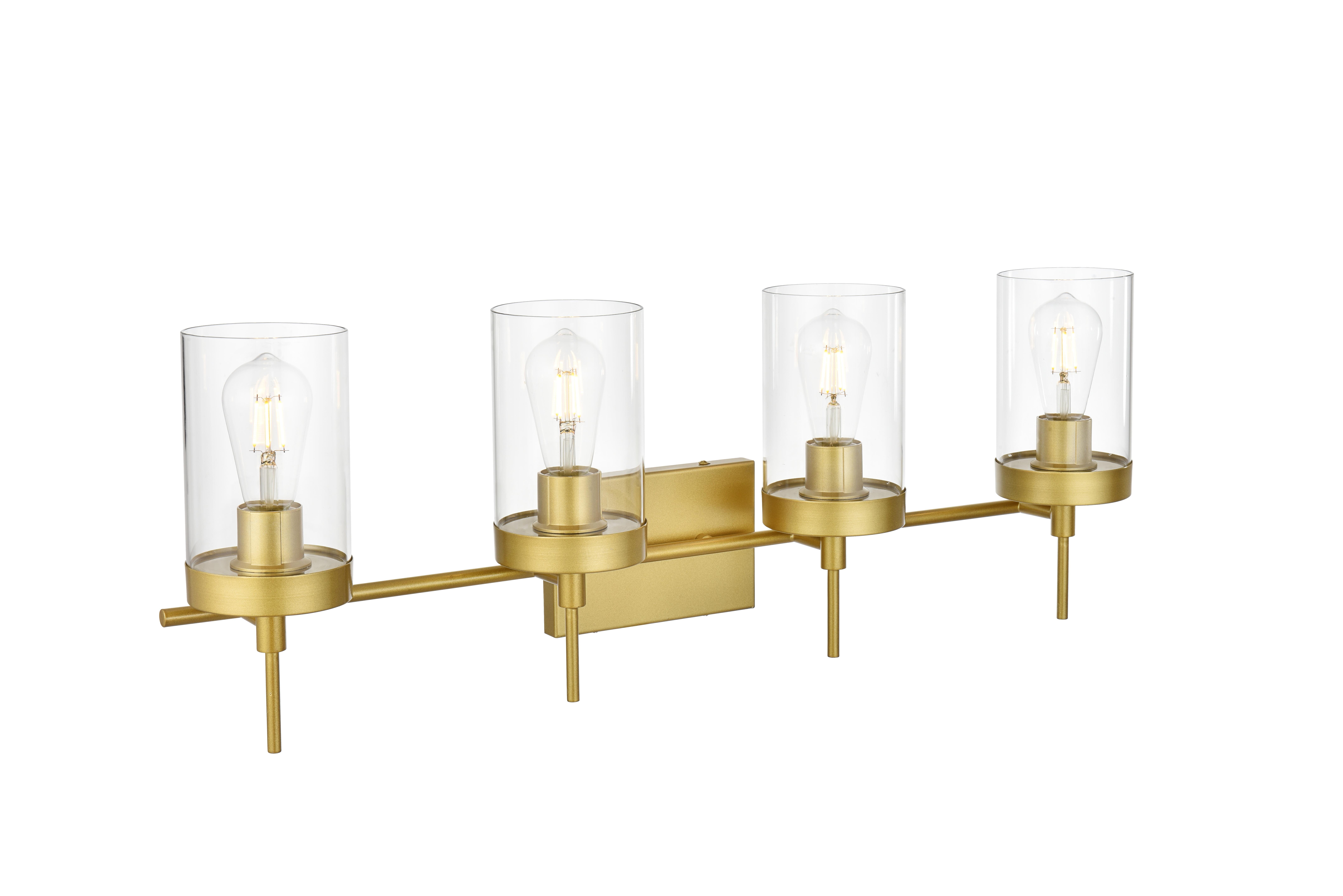 Benny 4-Light Bath Sconce in Brass and Clear Glass - Image 4