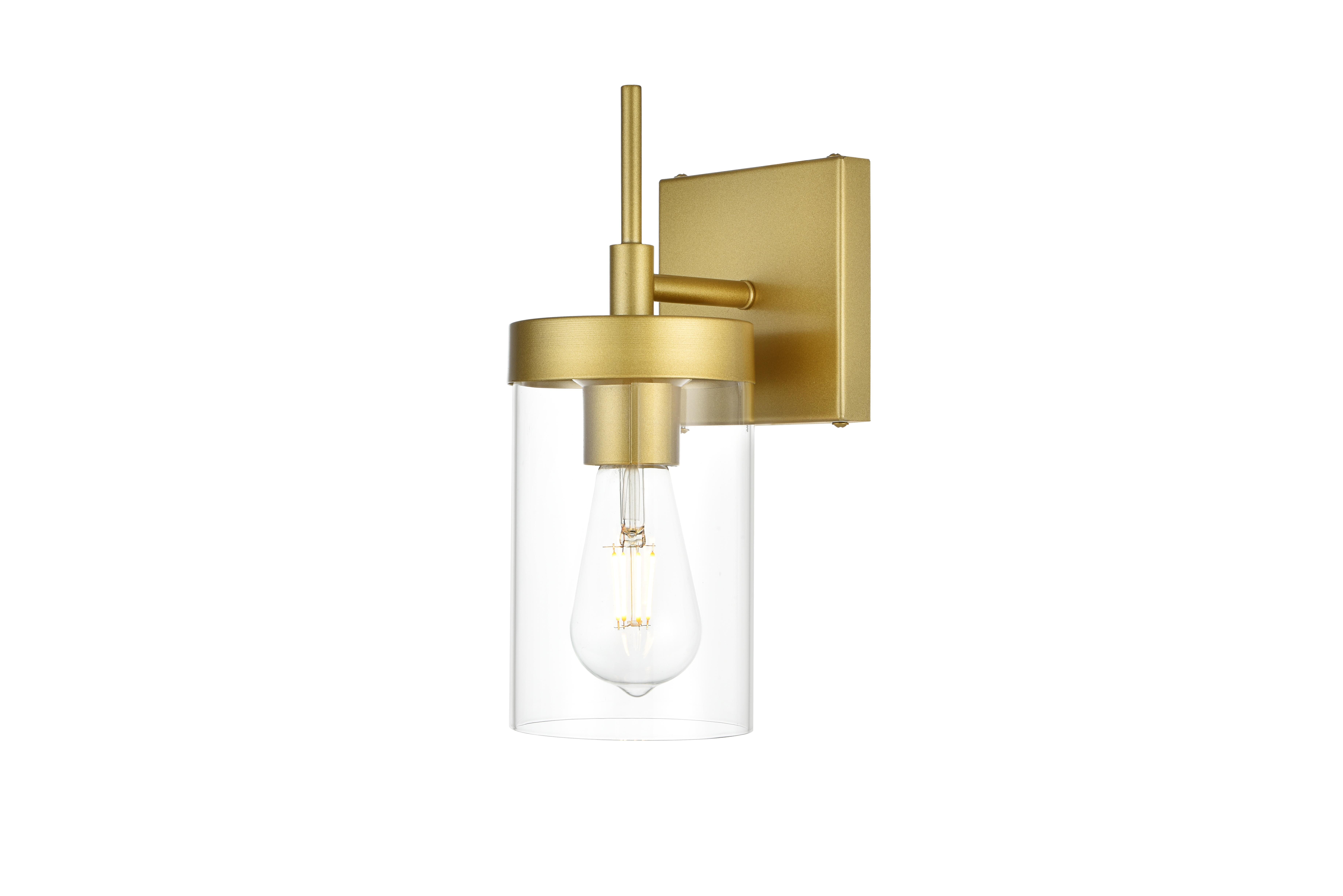 Benny One Light Bath Sconce in Brass and Clear Glass - Image 3