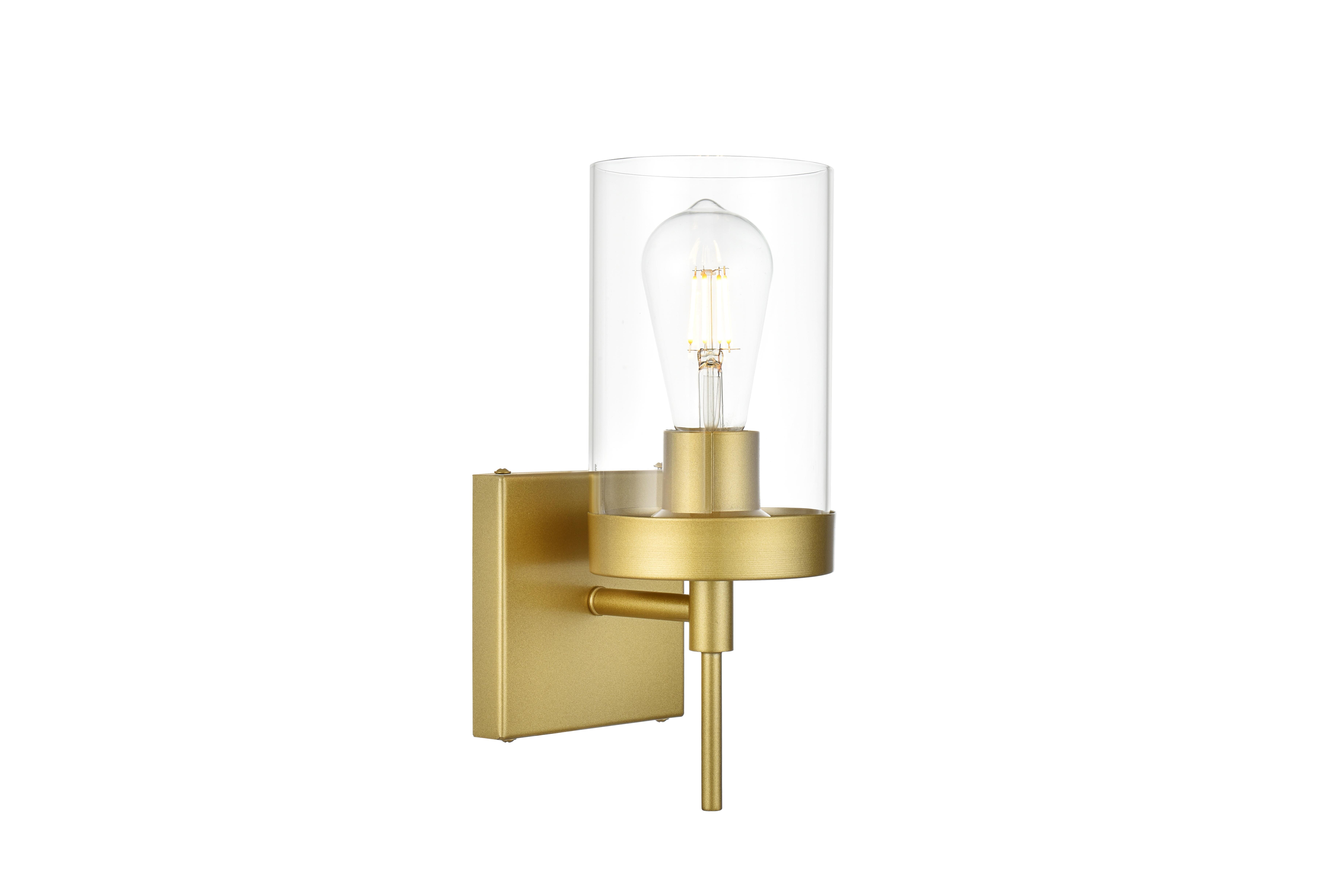 Benny One Light Bath Sconce in Brass and Clear Glass - Image 4