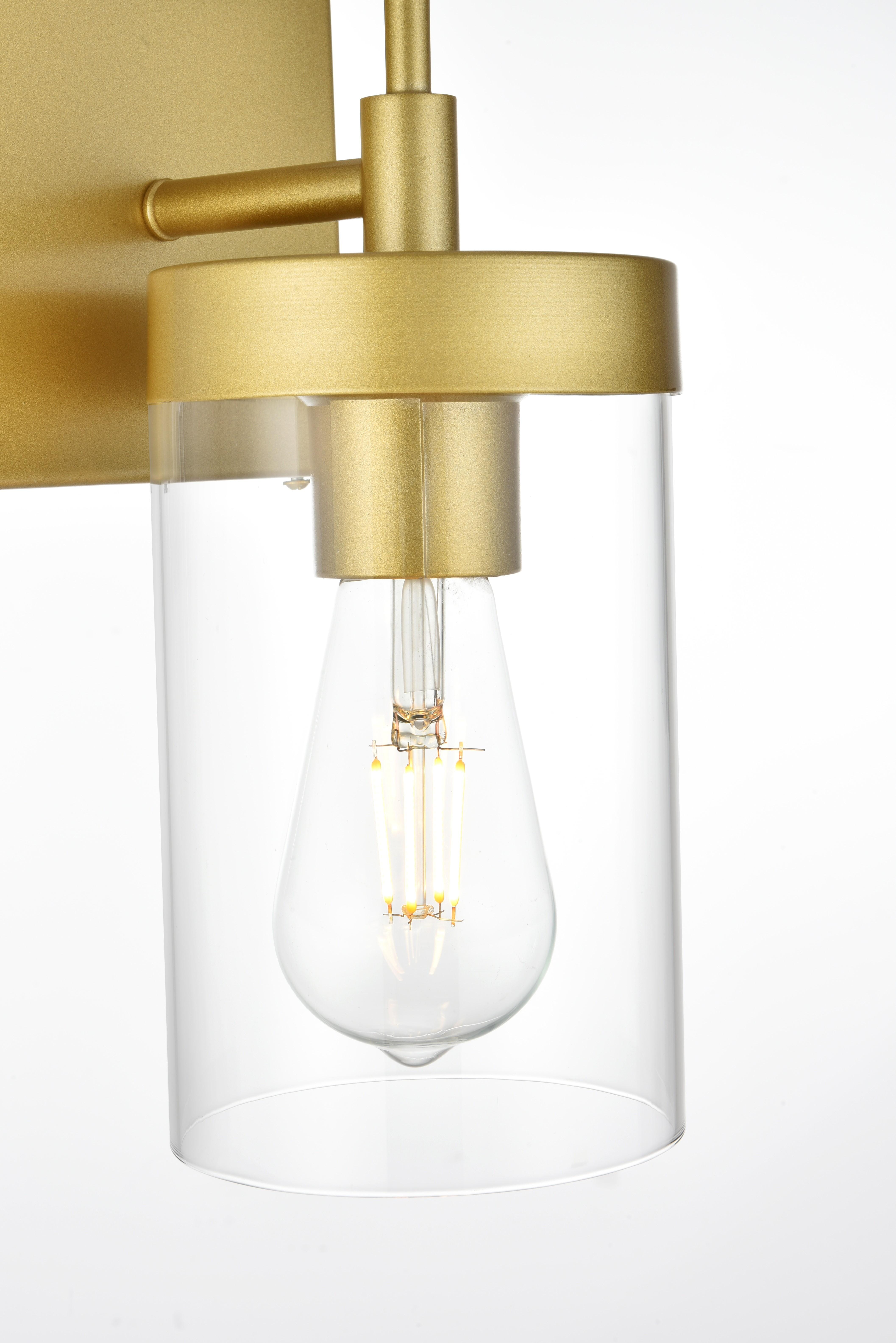 Benny One Light Bath Sconce in Brass and Clear Glass - Image 5