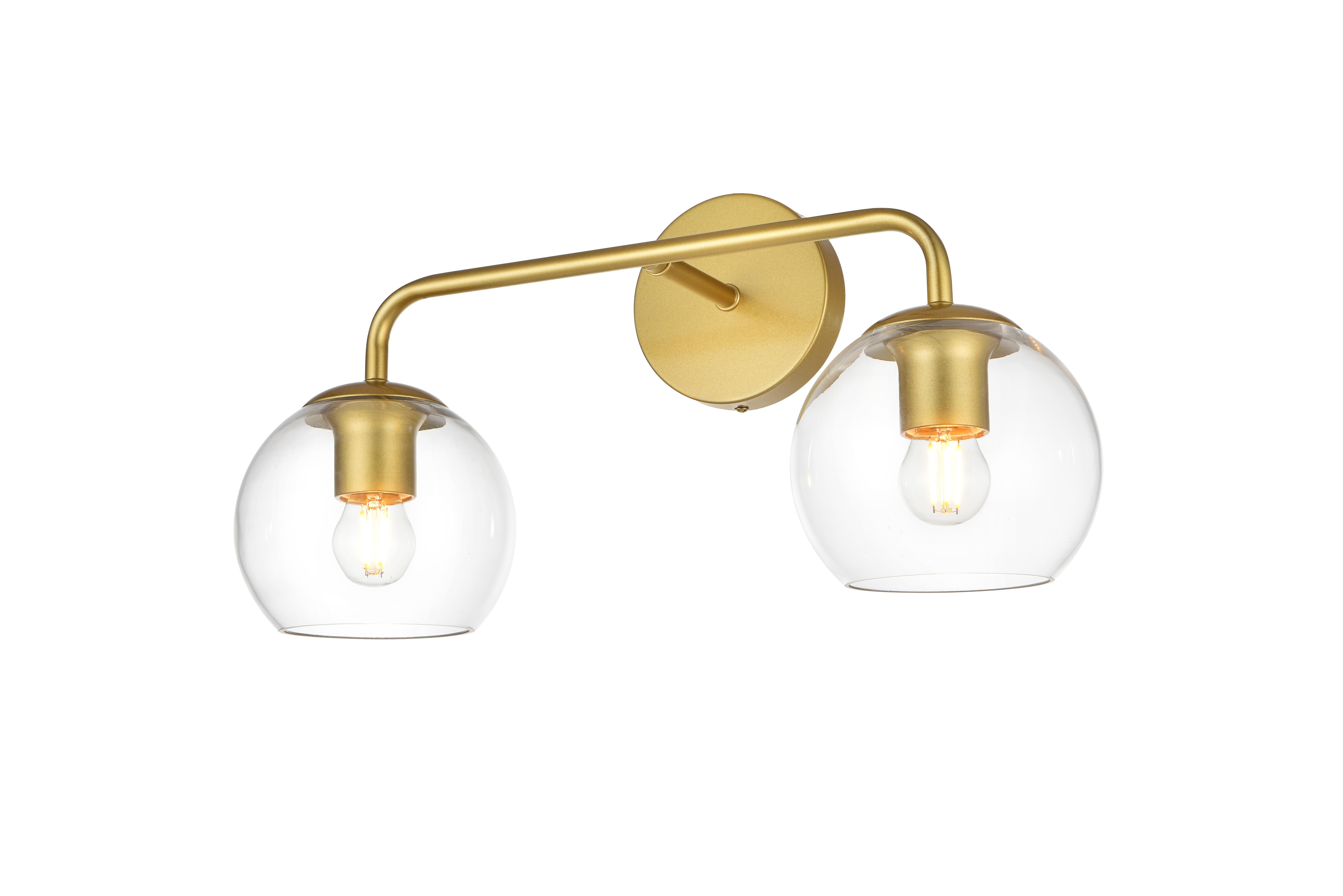 Genesis Two Light Bath Sconce in Brass and Clear - Image 3