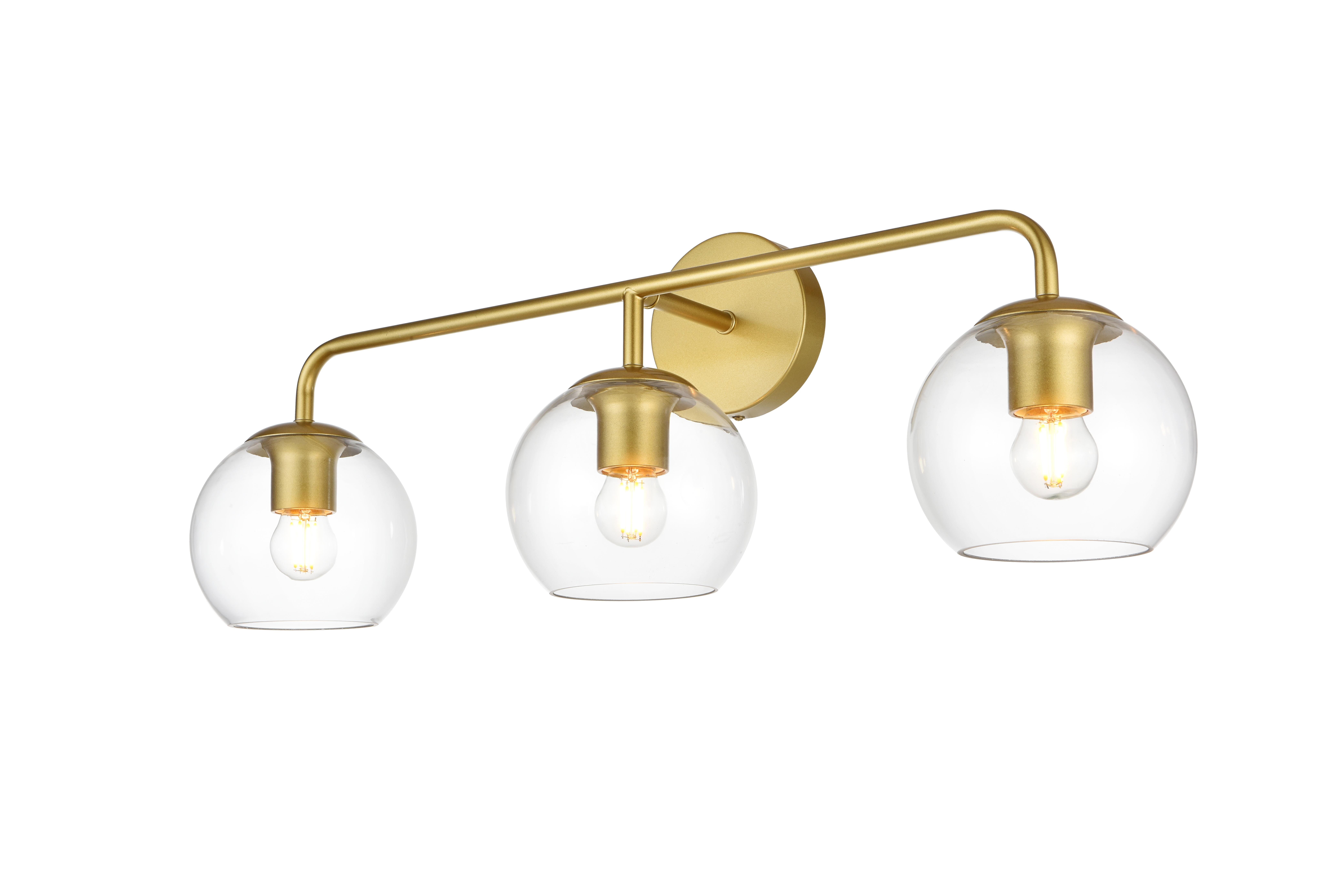 Genesis Three Light Bath Sconce in Brass and Clear - Image 3