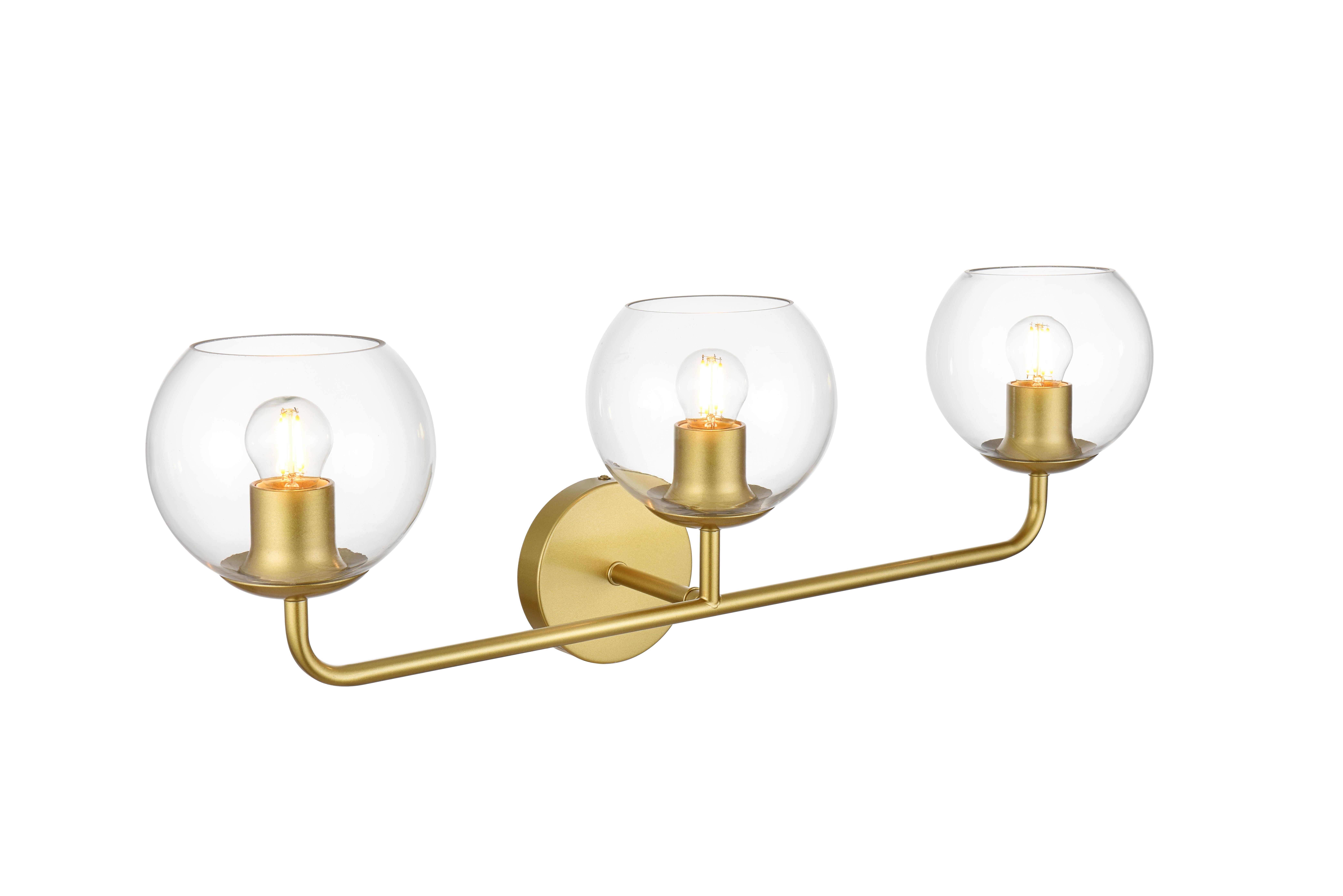 Genesis Three Light Bath Sconce in Brass and Clear - Image 4