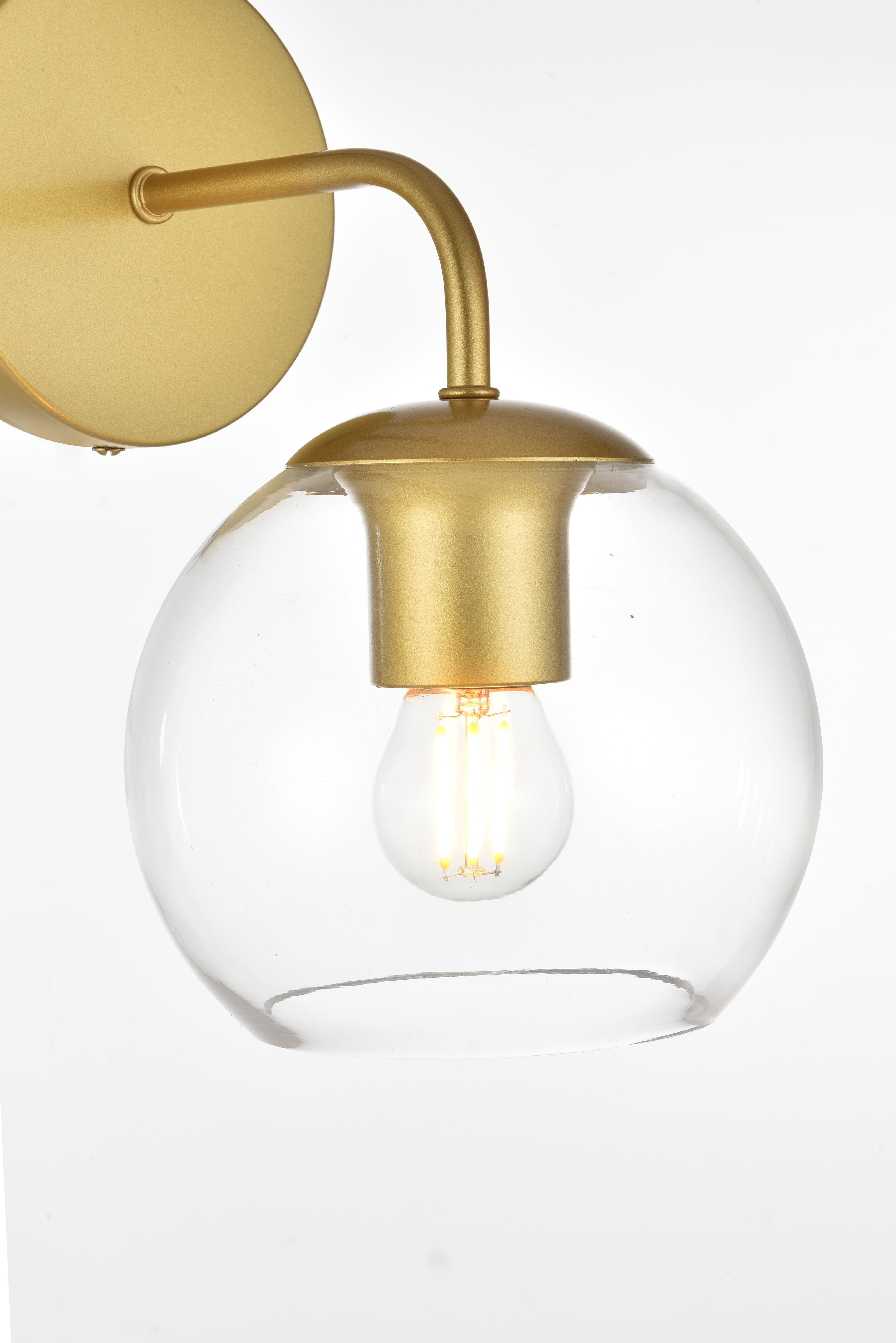 Genesis One Light Bath Sconce in Brass and Clear - Image 5