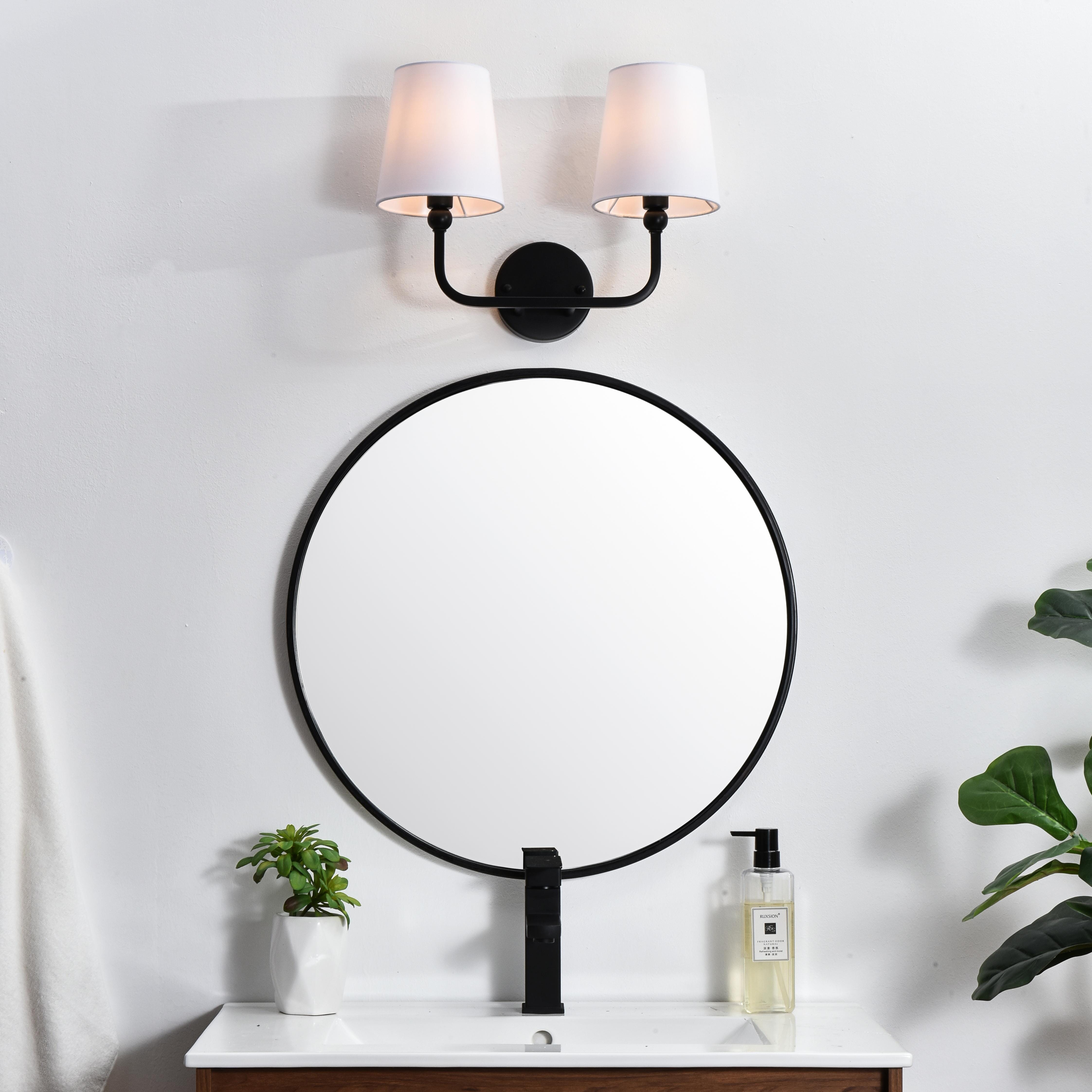 Specification Sheet
Dimensions
Length: 7.5"
Width: 16"
Height: 12"
Extension: 7.5"
Wire Length: 8"
Depth: 8"
Specifications
Assembly Required: Yes
Bulb Included: No
#N/A
Dimmable: Yes
Distressed Finish: No
Dry/Wet/Damp: Damp
ETL: yes
Finish (Color): Black and Clear
Fixture Material: Metal and Fabric shade
Hardware Finish: Black
Harware Material: Iron
Max/Nominal Watt: 80W
Number of Lights: 2
Product Type: Vanity Lights
Product Warranty: 1 year limited
Socket Type: E12
Voltage: 110V
Wattage/Bulb: 40W
Weight: 2
Wire Included: Yes
Shipment type: Small Parcel
US Shipping Cost: $13.00 - alternate view