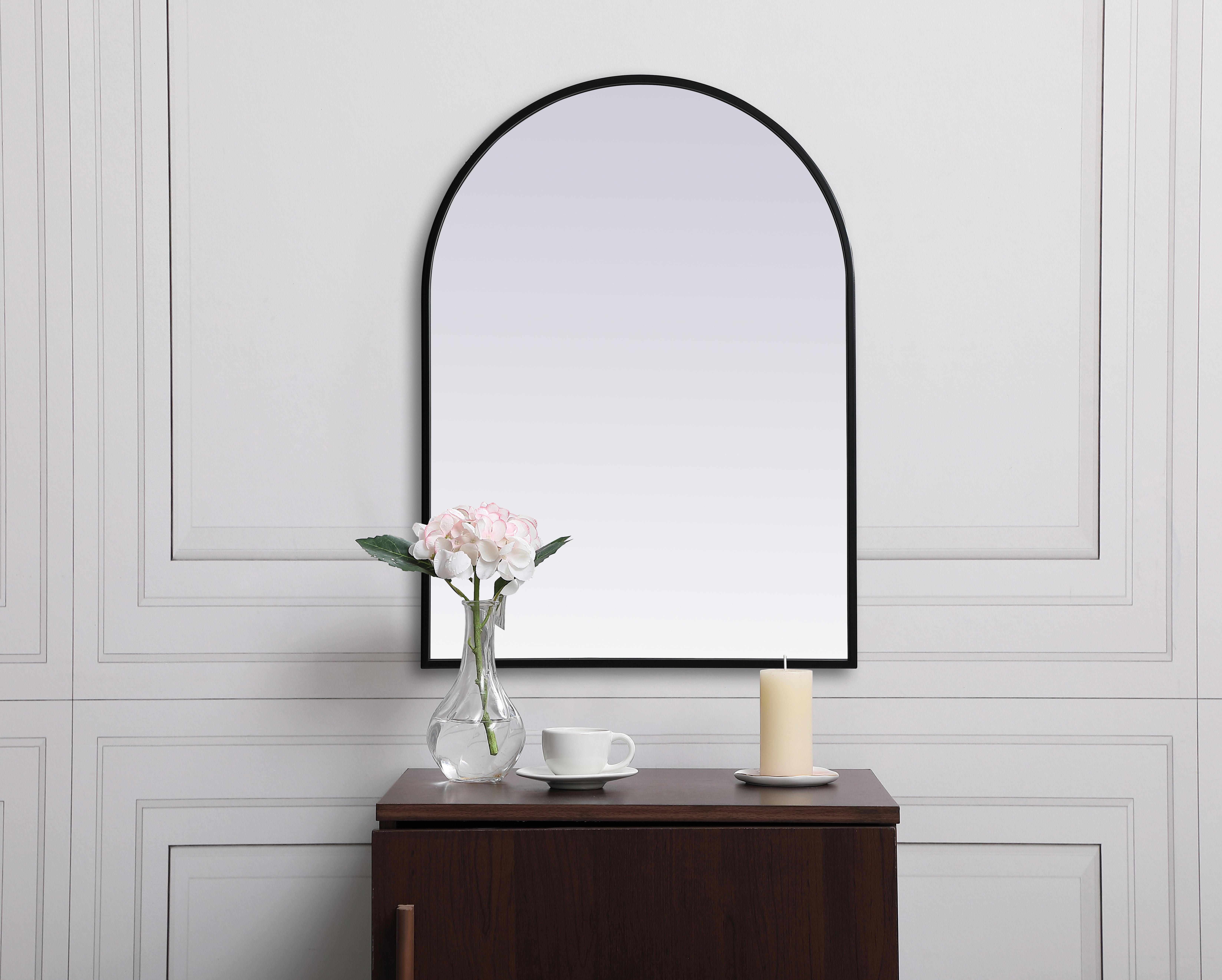 Specification Sheet
Dimensions
Length: 30"
Width: 22"
Height: 30"
Depth: 1"
Specifications
Assembly Required: NO
Distressed Finish: No
Finish (Color): Black
Fixture Material: Iron and MDF
Frameless: NO
Mirror Frame Shape: Arch
Mirror Hanging Orientation: Vertical
Mirror Mounting: Metal Inset hanger
Mirror Type: Flat
Product Shape: Arch
Product Type: Decorative Mirrors
Product Warranty: 1 year limited
Weight: 11.83
Wire Included: No
Shipment type: small parcel
US Shipping Cost: $14.00 - alternate view