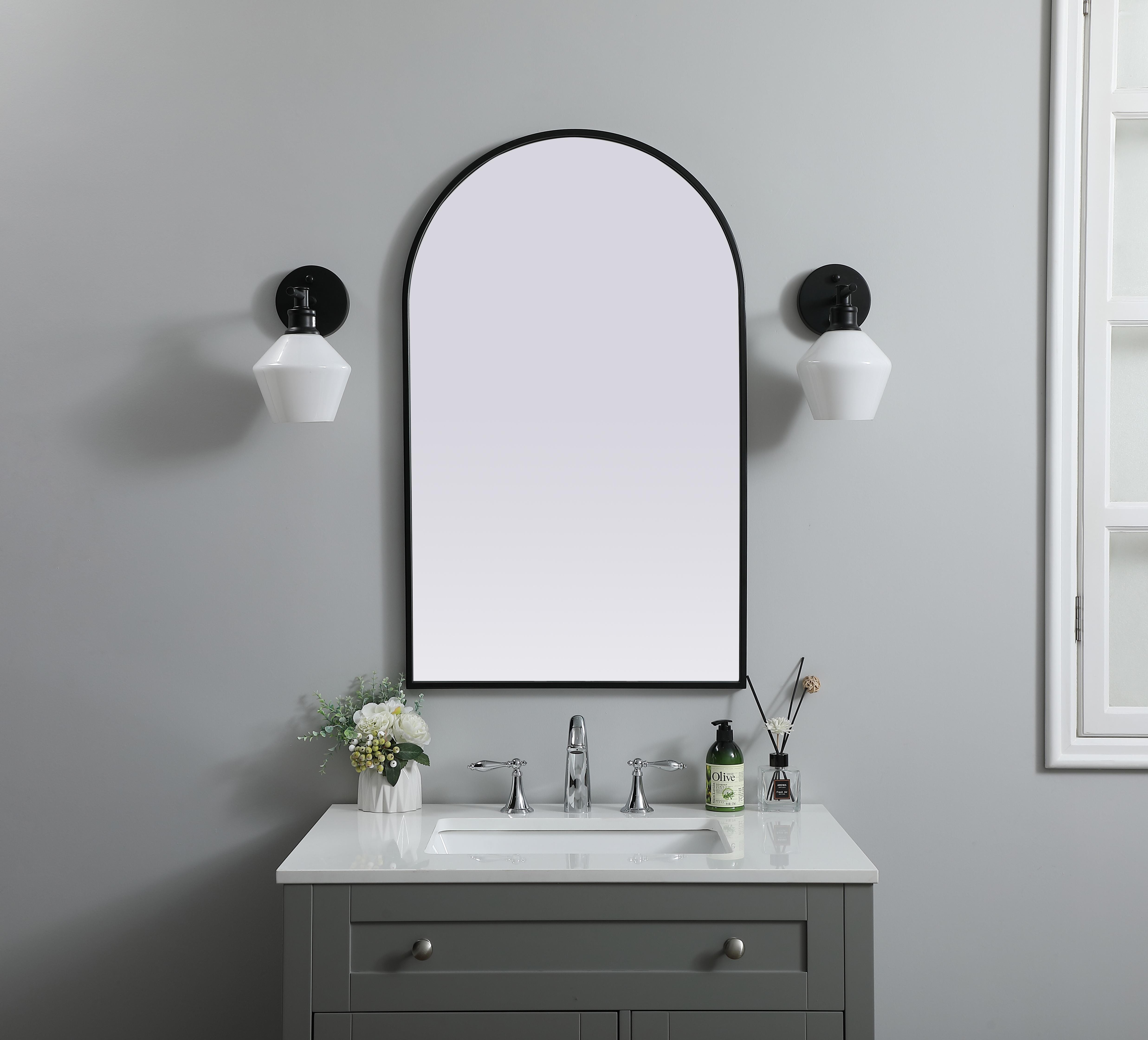 Specification Sheet
Dimensions
Length: 36"
Width: 22"
Height: 36"
Depth: 1"
Specifications
Assembly Required: NO
Distressed Finish: No
Finish (Color): Black
Fixture Material: Iron and MDF
Frameless: NO
Mirror Frame Shape: Arch
Mirror Hanging Orientation: Vertical
Mirror Mounting: Metal Inset hanger
Mirror Type: Flat
Product Shape: Arch
Product Type: Decorative Mirrors
Product Warranty: 1 year limited
Weight: 14.22
Wire Included: No
Shipment type: small parcel
US Shipping Cost: $16.00 - alternate view