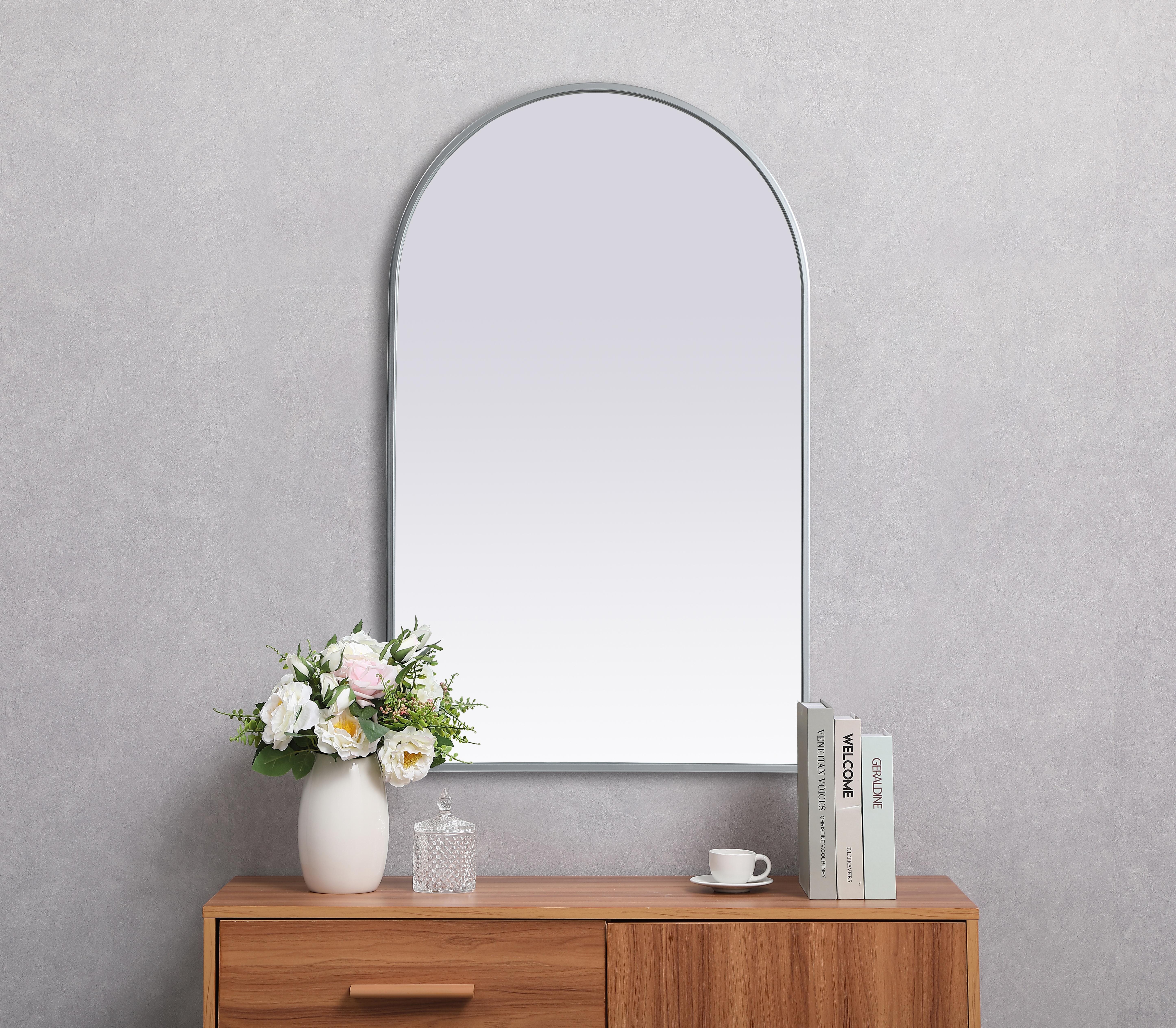 Ayra Arched Wall Mirror in Silver - Image 4