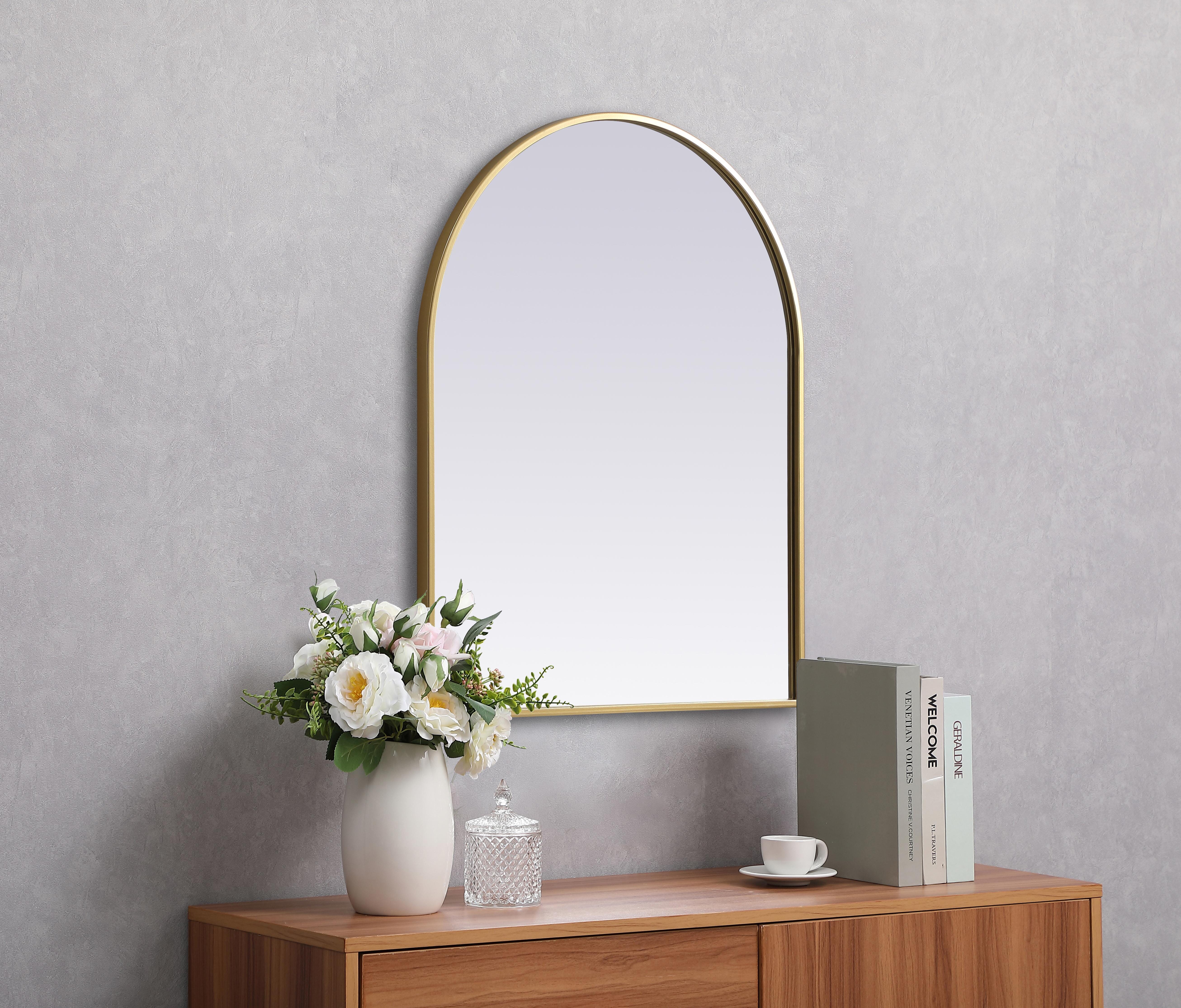 Ayra Round Arch Mirror in Brass - Image 3