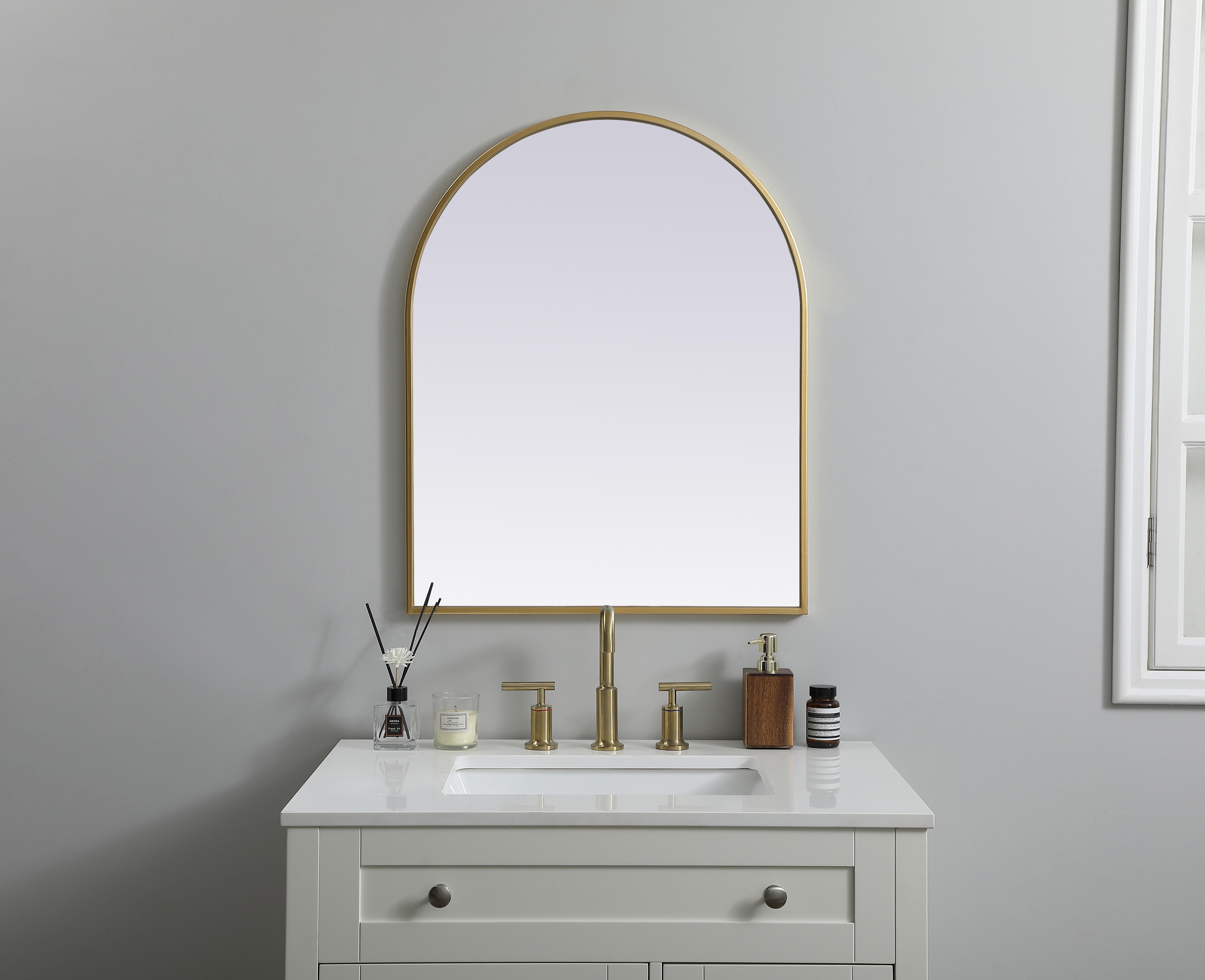 Ayra Round Arch Mirror in Brass - Image 4