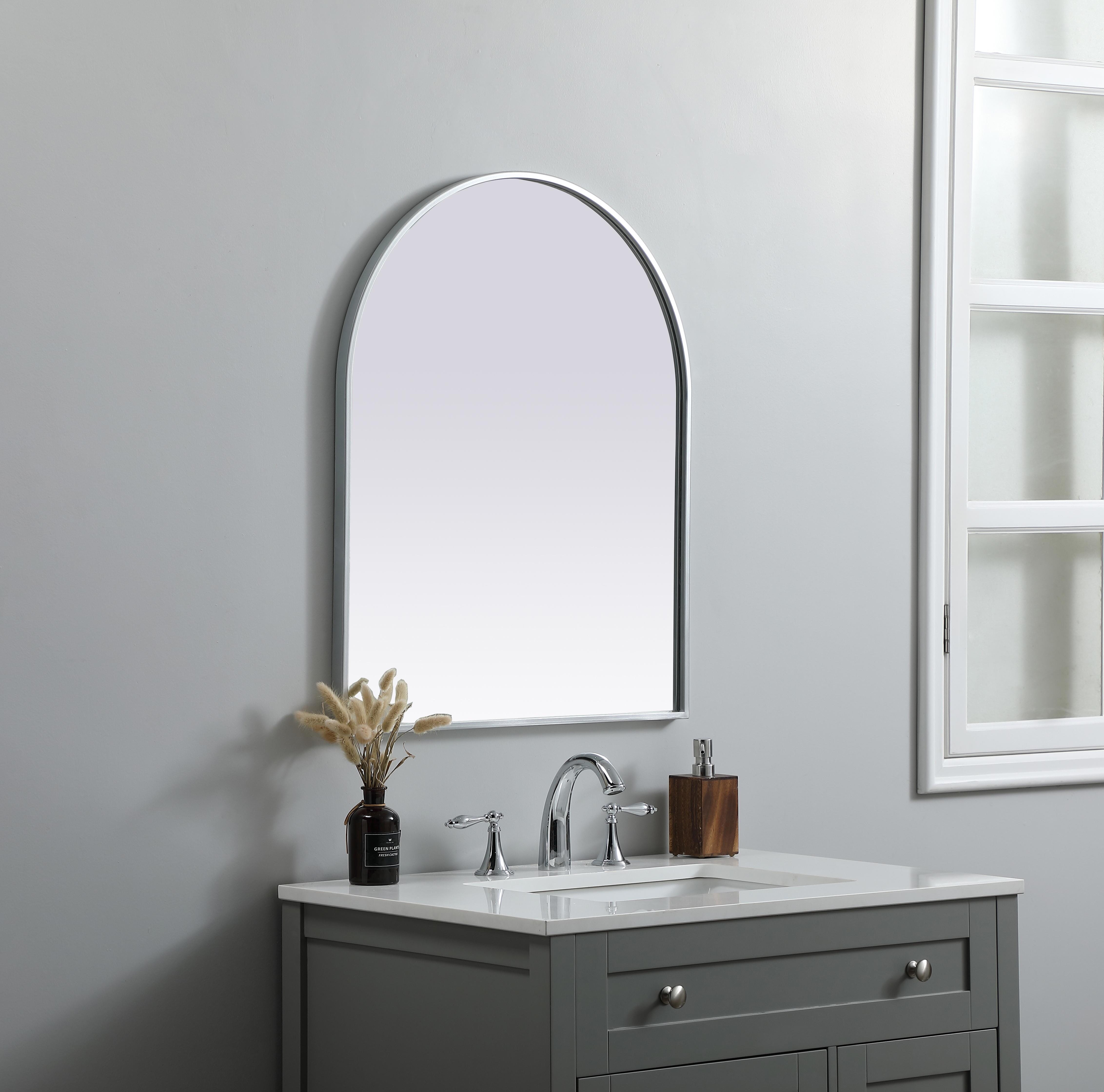 Ayra 24" x 30" Arched Wall Mirror in Silver - Image 3