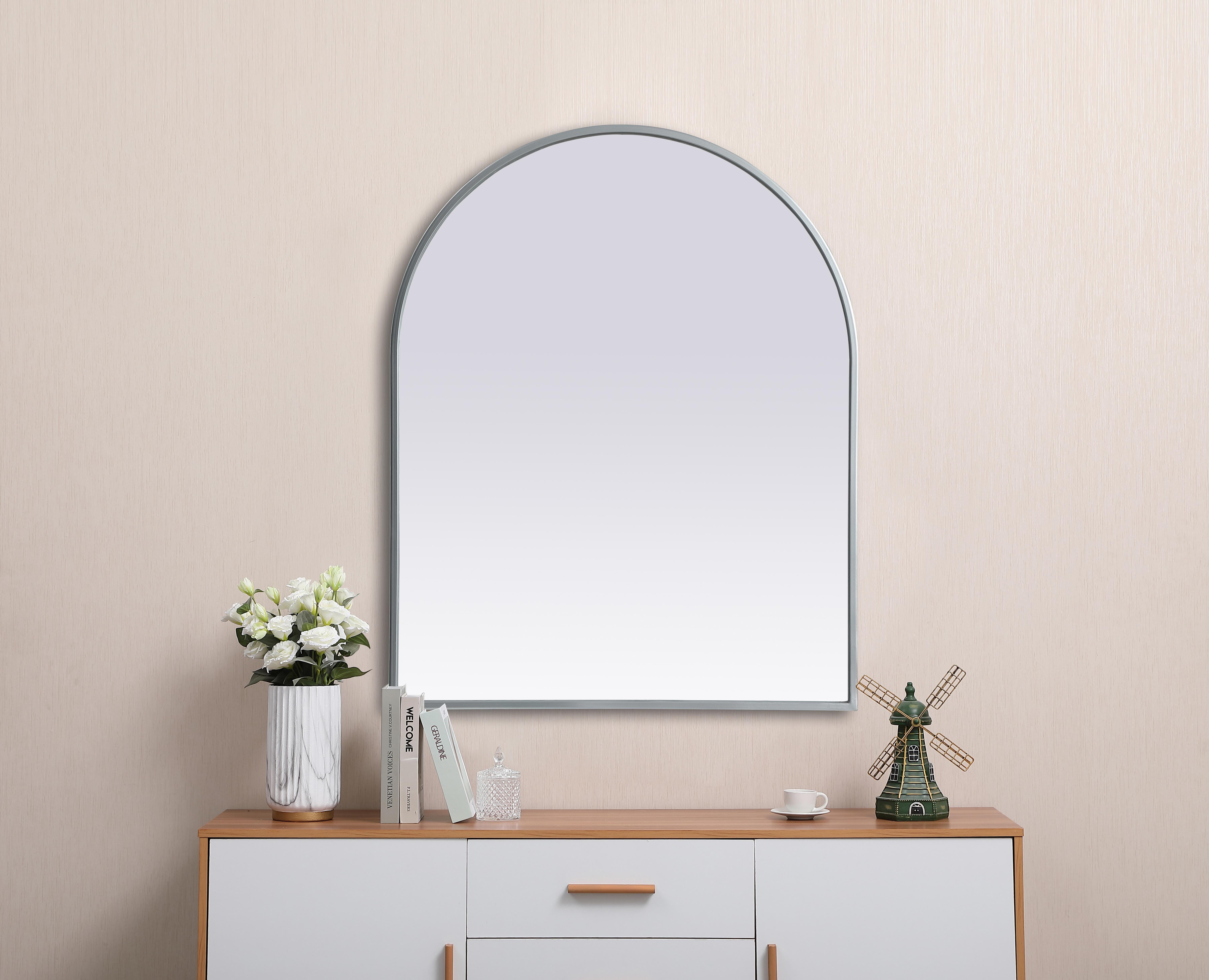 Ayra 24" x 30" Arched Wall Mirror in Silver - Image 4