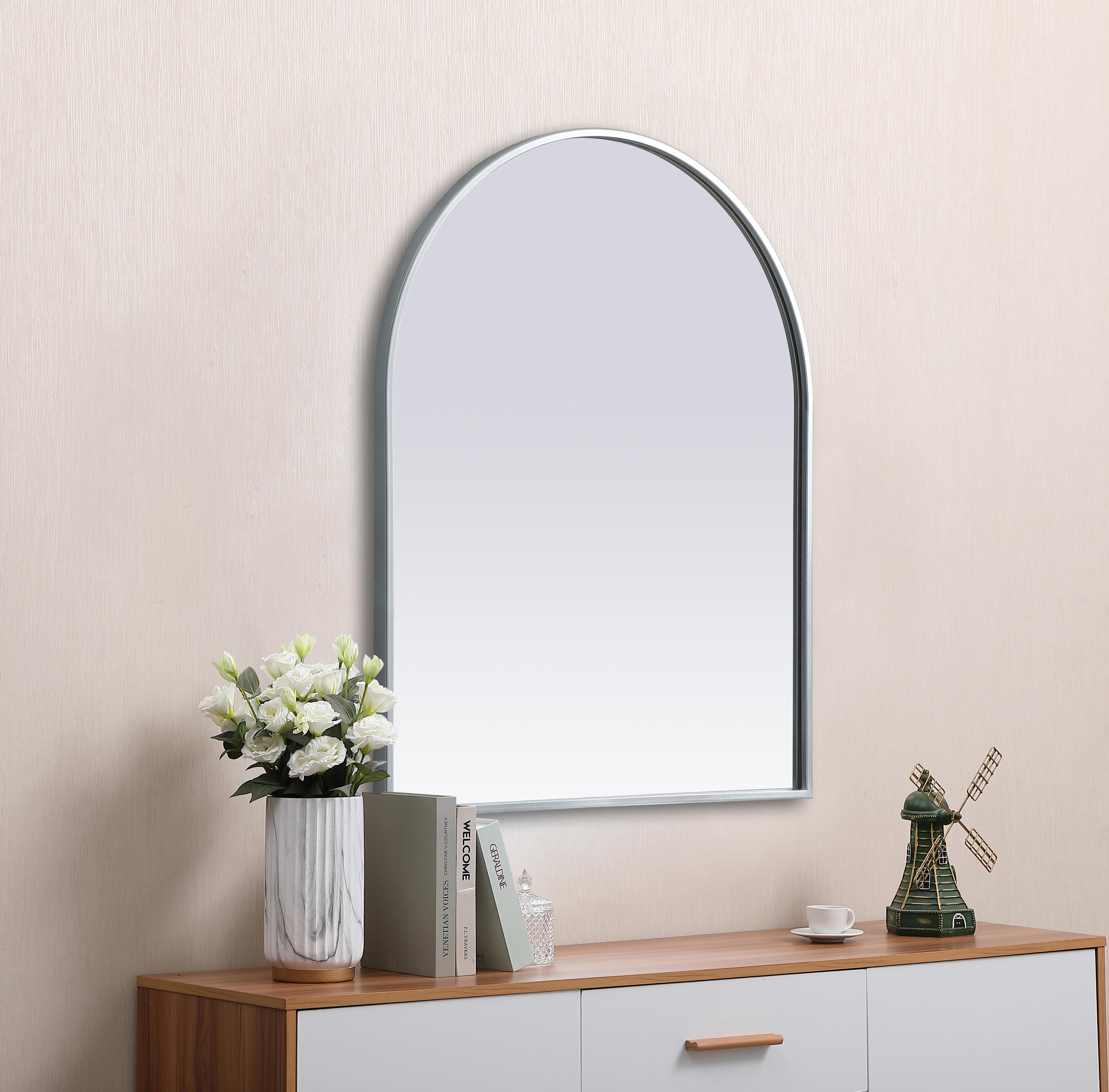 Ayra 24" x 30" Arched Wall Mirror in Silver - Image 5