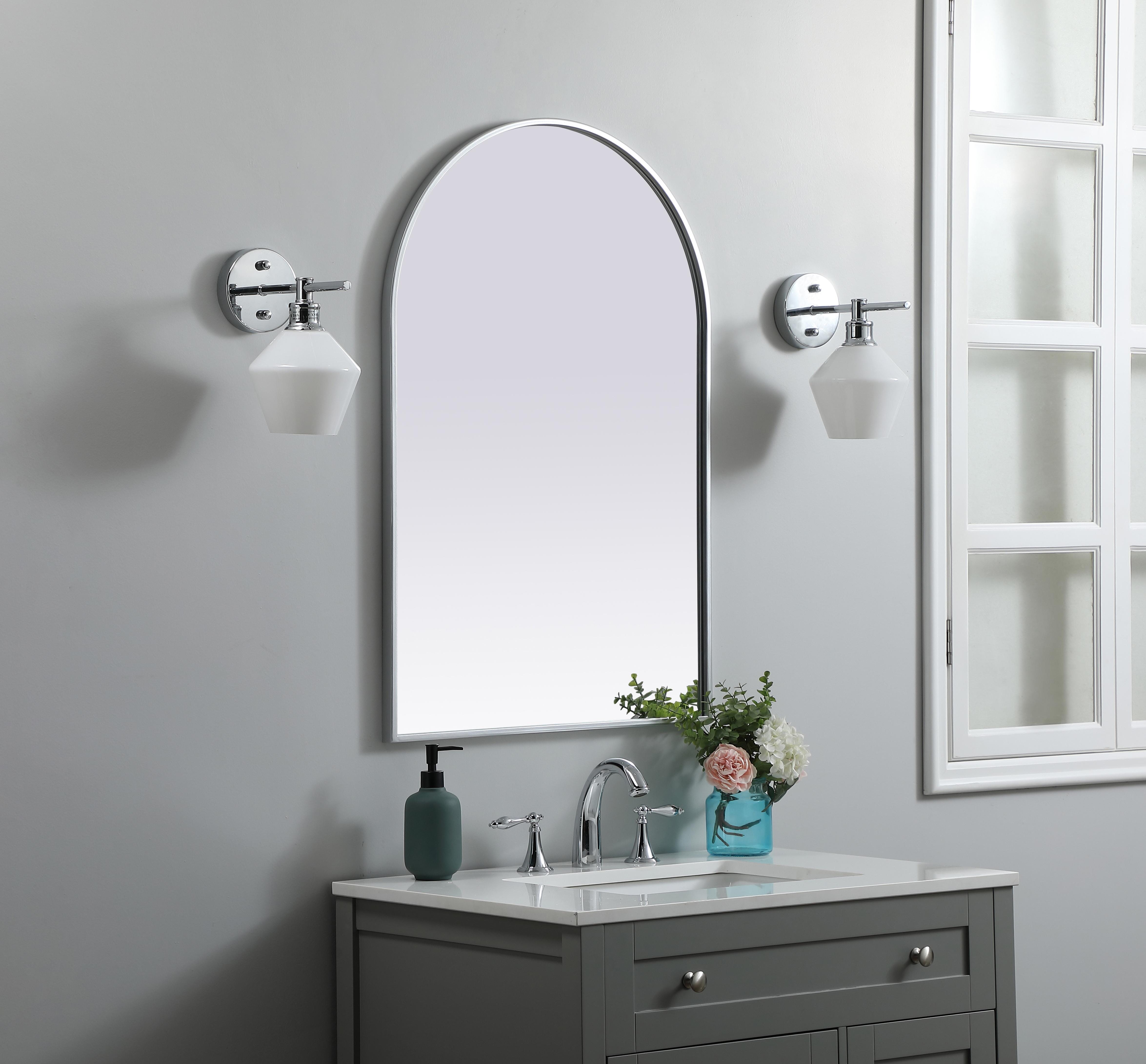 Ayra 24" x 36" Arched Wall Mirror in Silver - Image 3