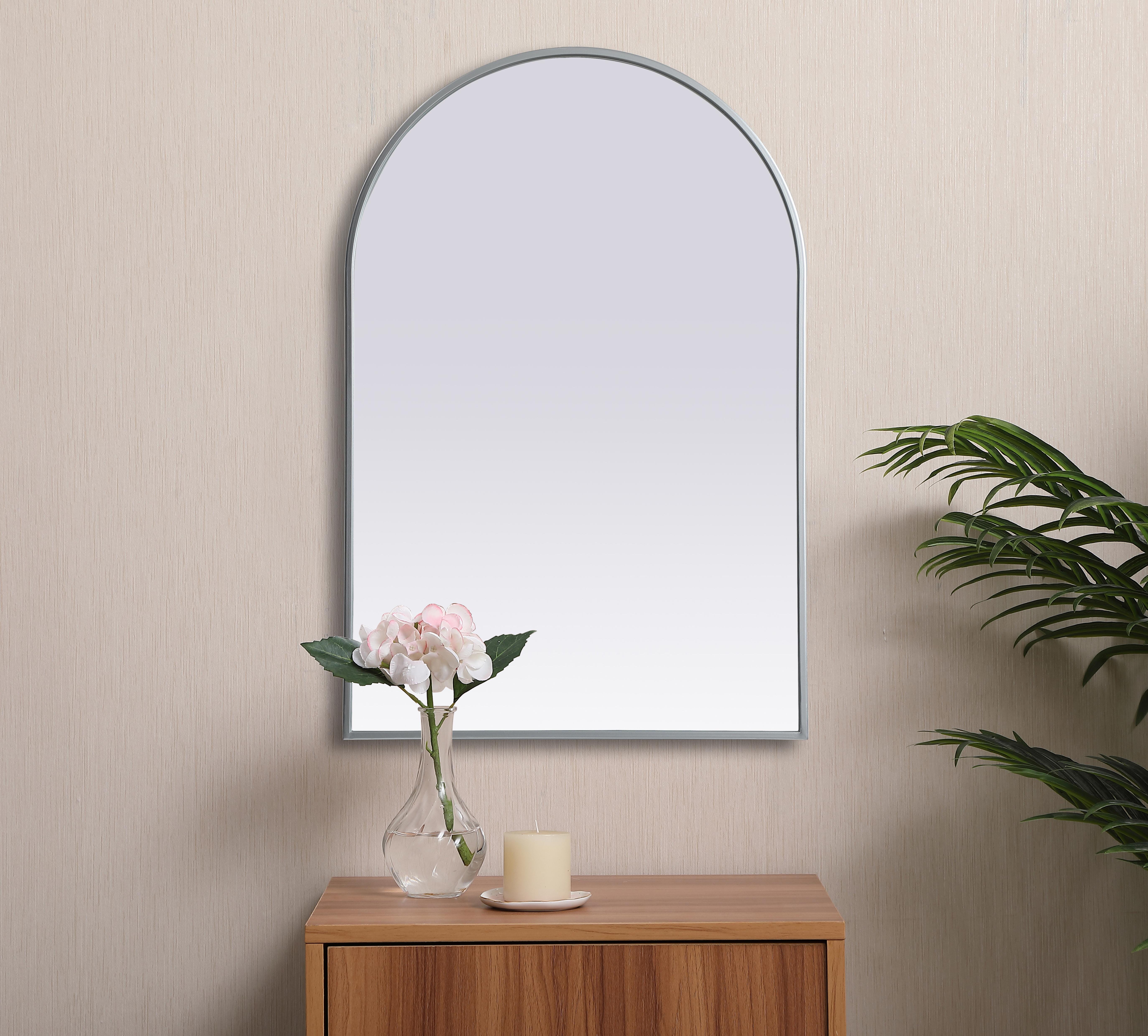Ayra 24" x 36" Arched Wall Mirror in Silver - Image 4
