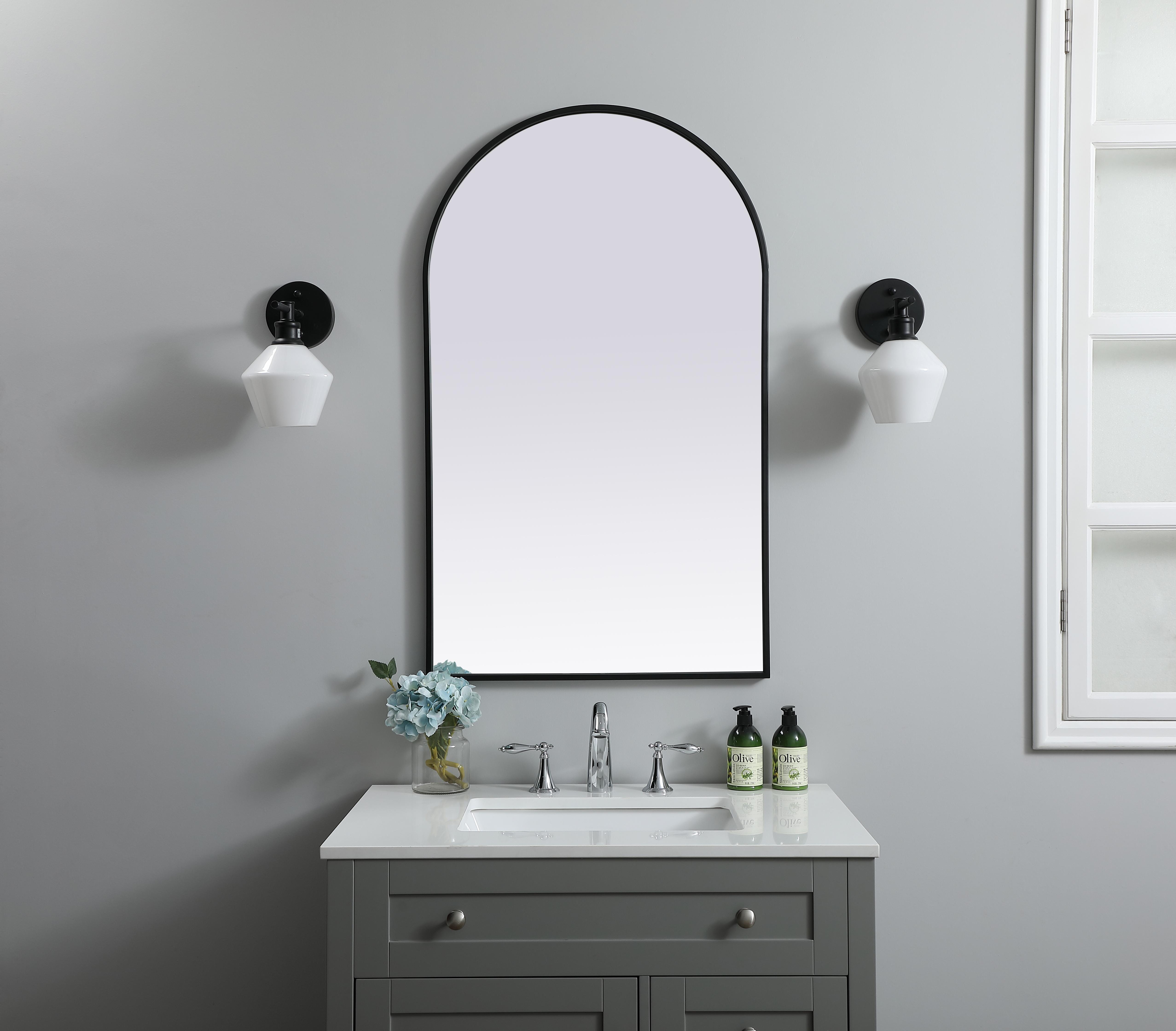 Specification Sheet
Dimensions
Length: 40"
Width: 24"
Height: 40"
Depth: 1"
Specifications
Assembly Required: NO
Distressed Finish: No
Finish (Color): Black
Fixture Material: Iron and MDF
Frameless: NO
Mirror Frame Shape: Arch
Mirror Hanging Orientation: Vertical
Mirror Mounting: Metal Inset hanger
Mirror Type: Flat
Product Shape: Arch
Product Type: Decorative Mirrors
Product Warranty: 1 year limited
Weight: 16.88
Wire Included: No
Shipment type: small parcel
US Shipping Cost: $25.00 - alternate view