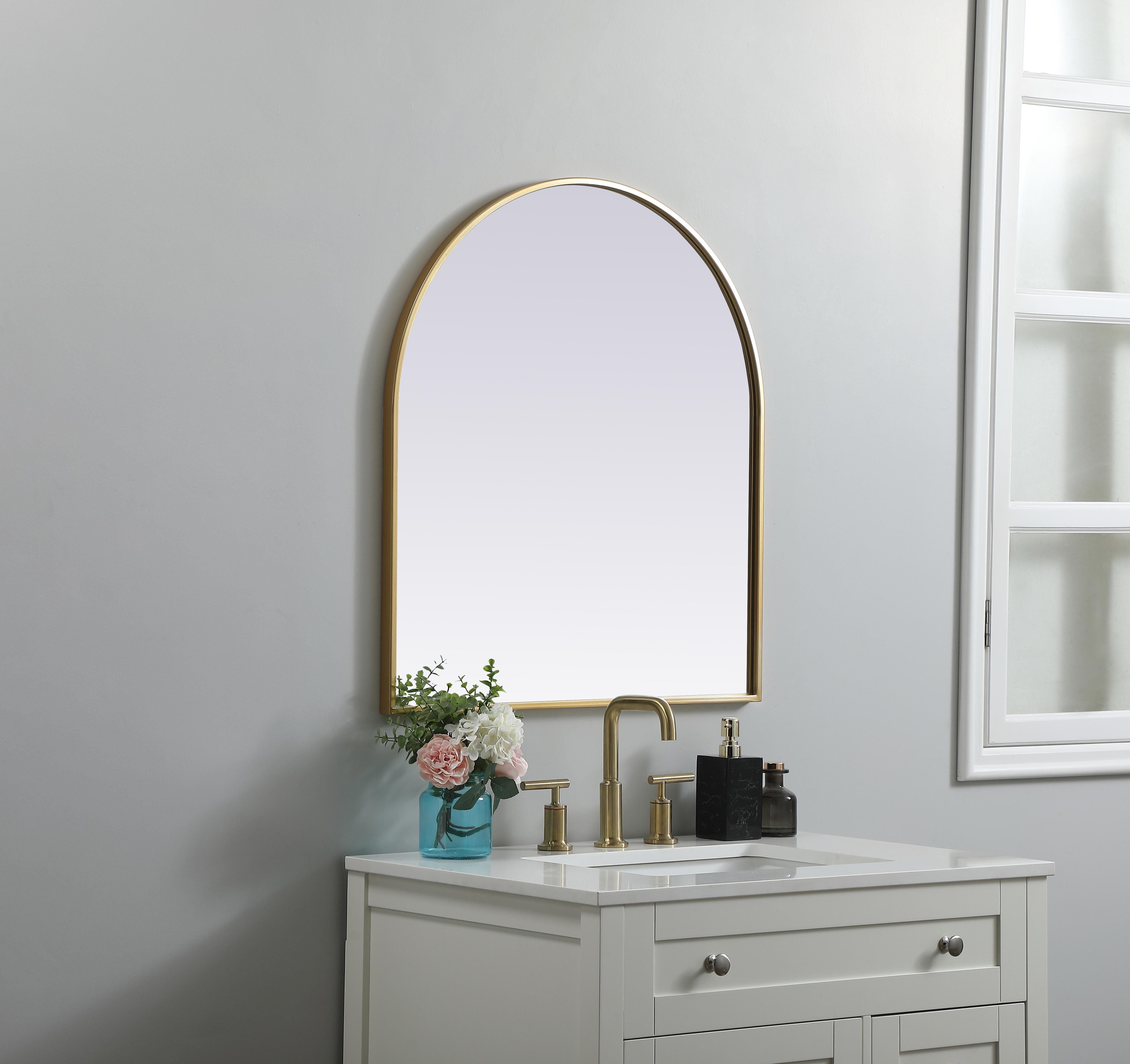 Ayra Round Arch Mirror in Brass - Image 3