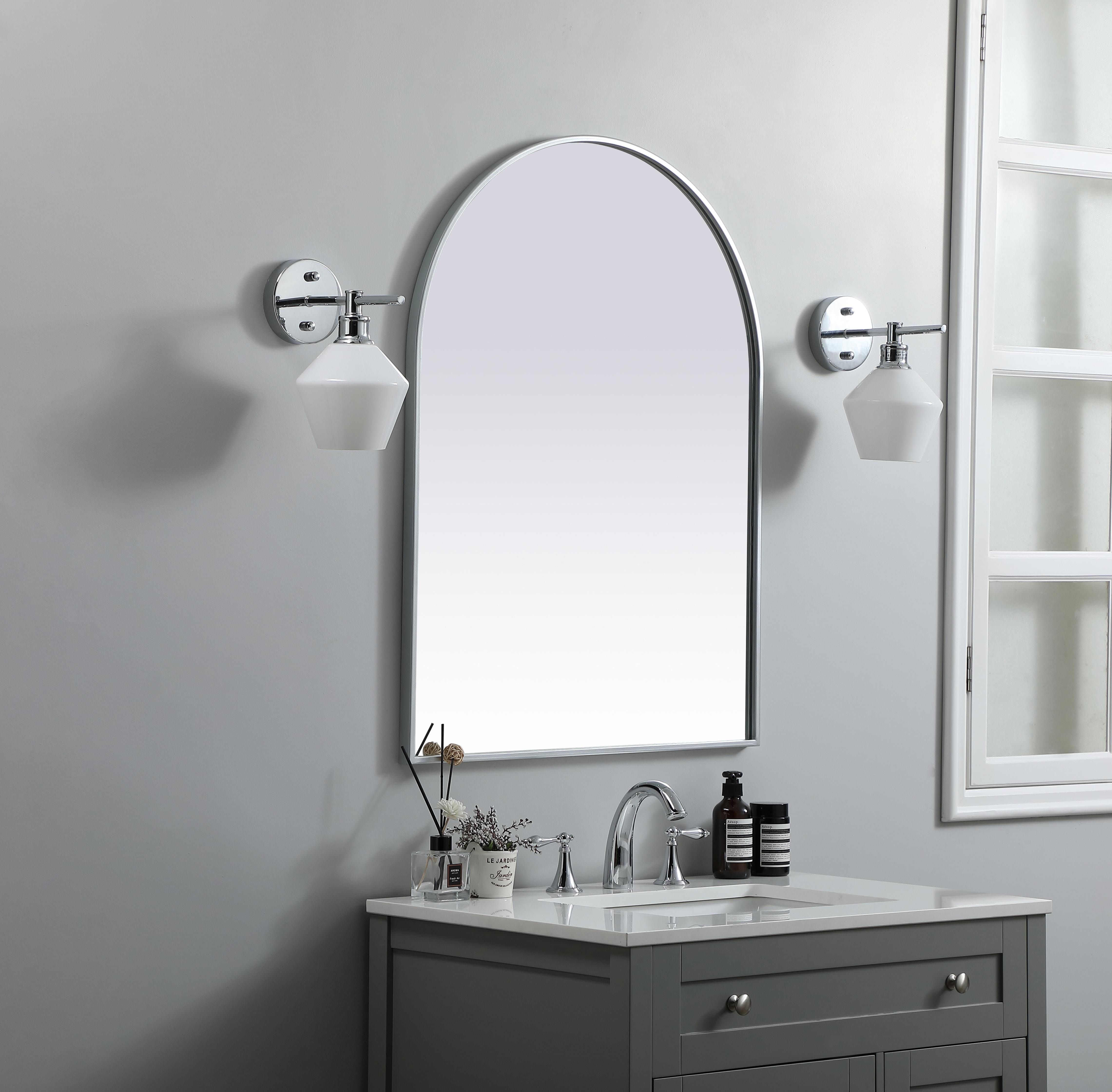 Ayra 27" x 36" Arched Wall Mirror in Silver - Image 3