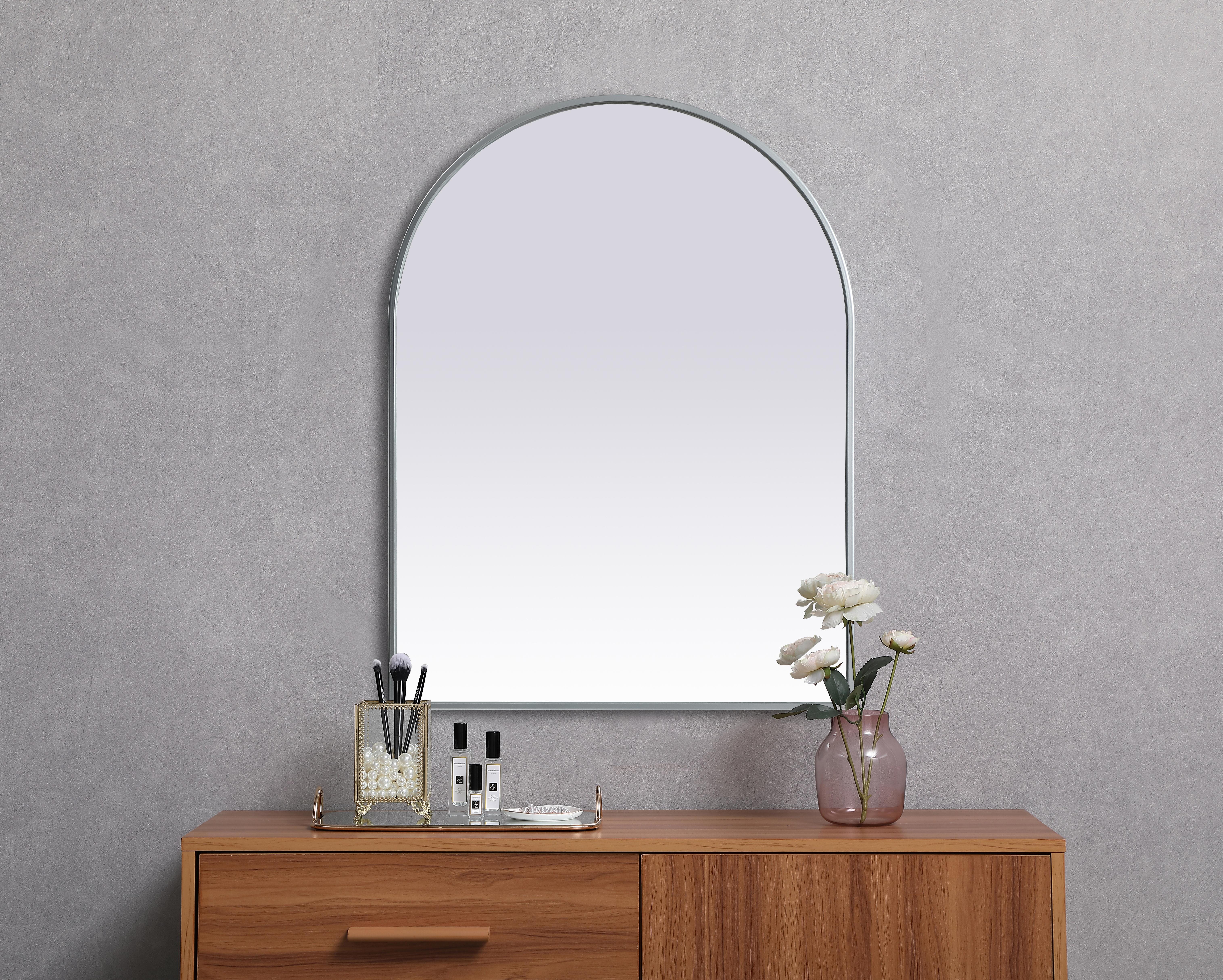 Ayra 27" x 36" Arched Wall Mirror in Silver - Image 4