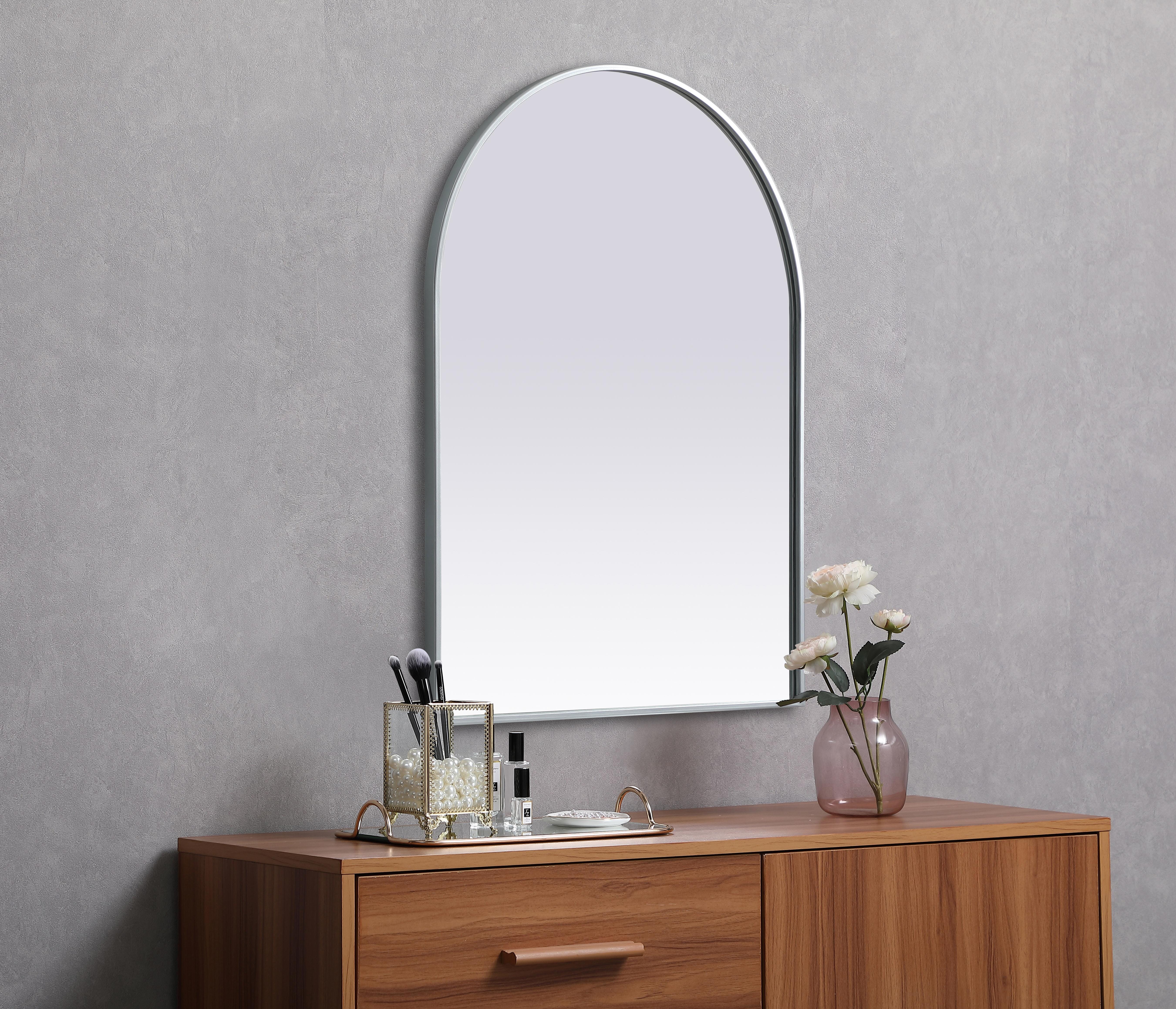 Ayra 27" x 36" Arched Wall Mirror in Silver - Image 5