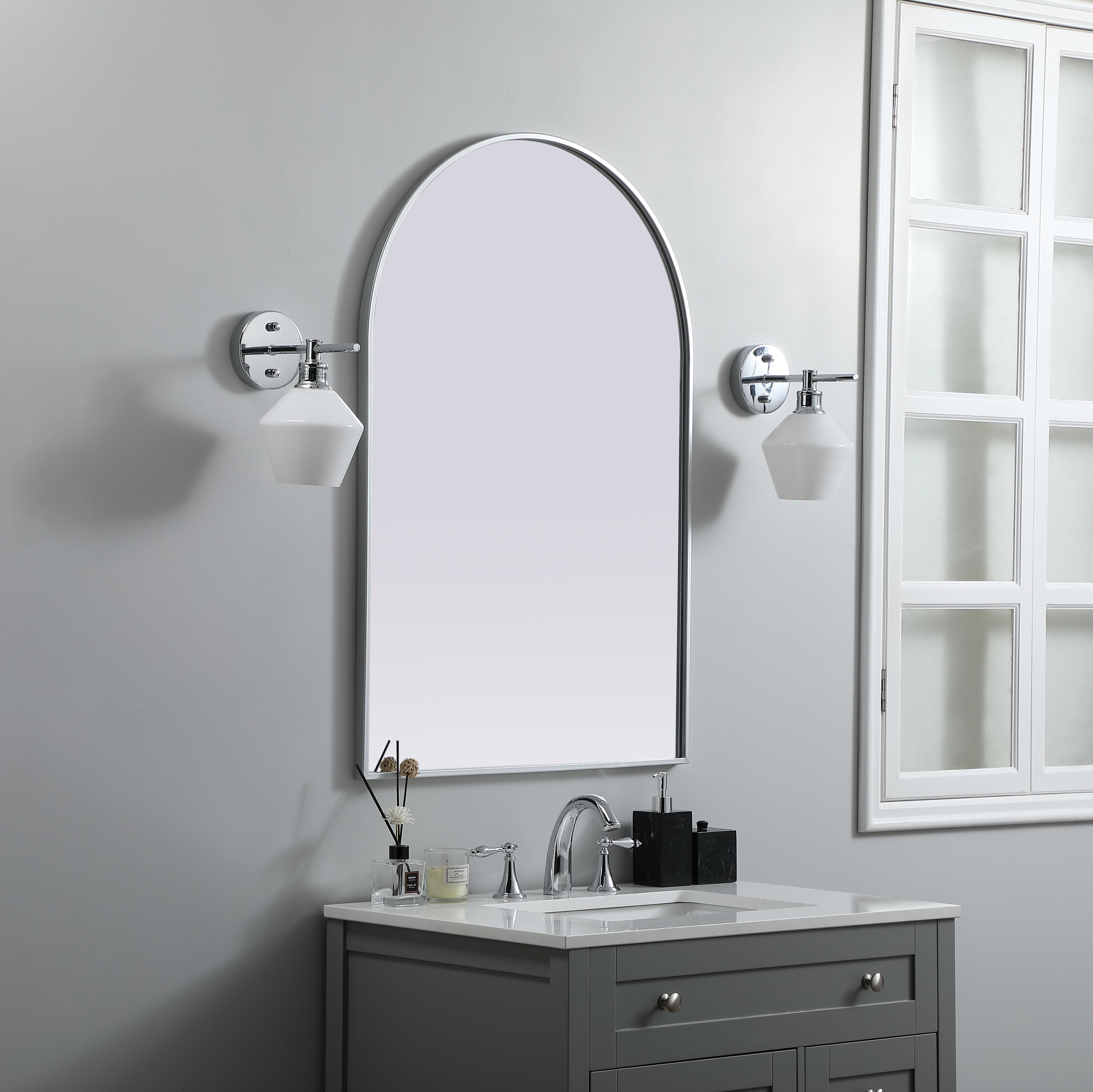 Ayra 27" x 40" Arched Wall Mirror in Silver - Image 3