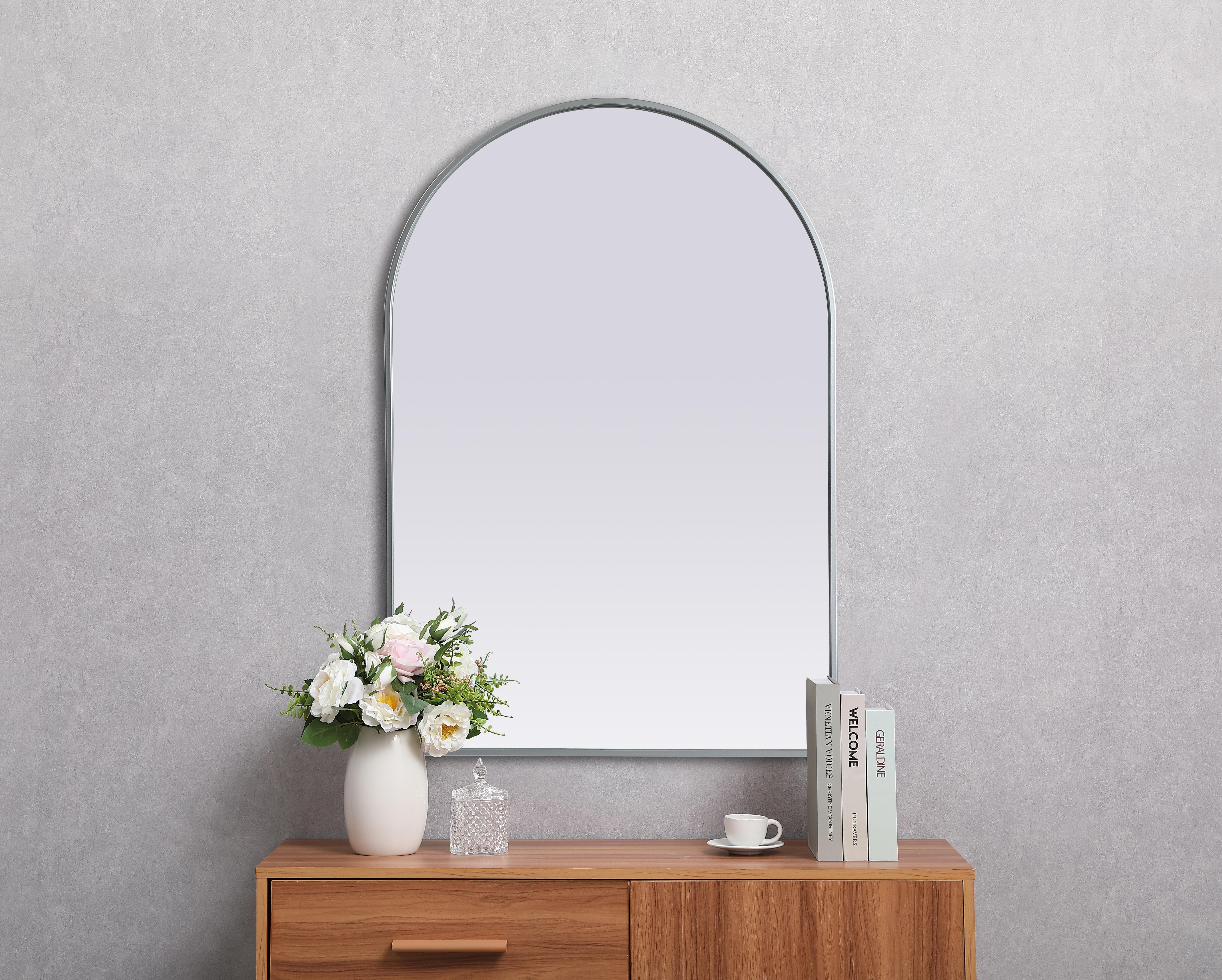 Ayra 27" x 40" Arched Wall Mirror in Silver - Image 4