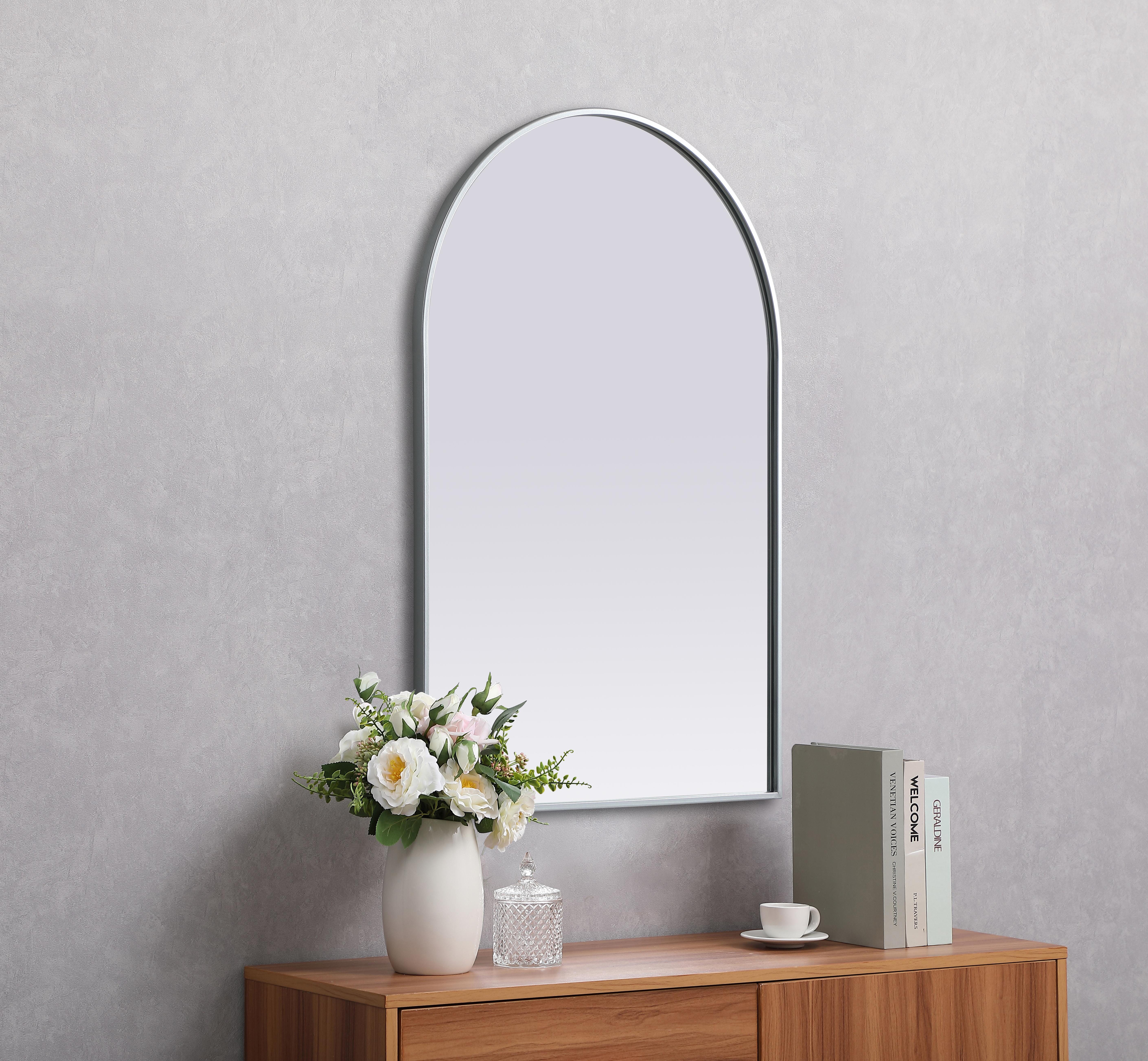 Ayra 27" x 40" Arched Wall Mirror in Silver - Image 5