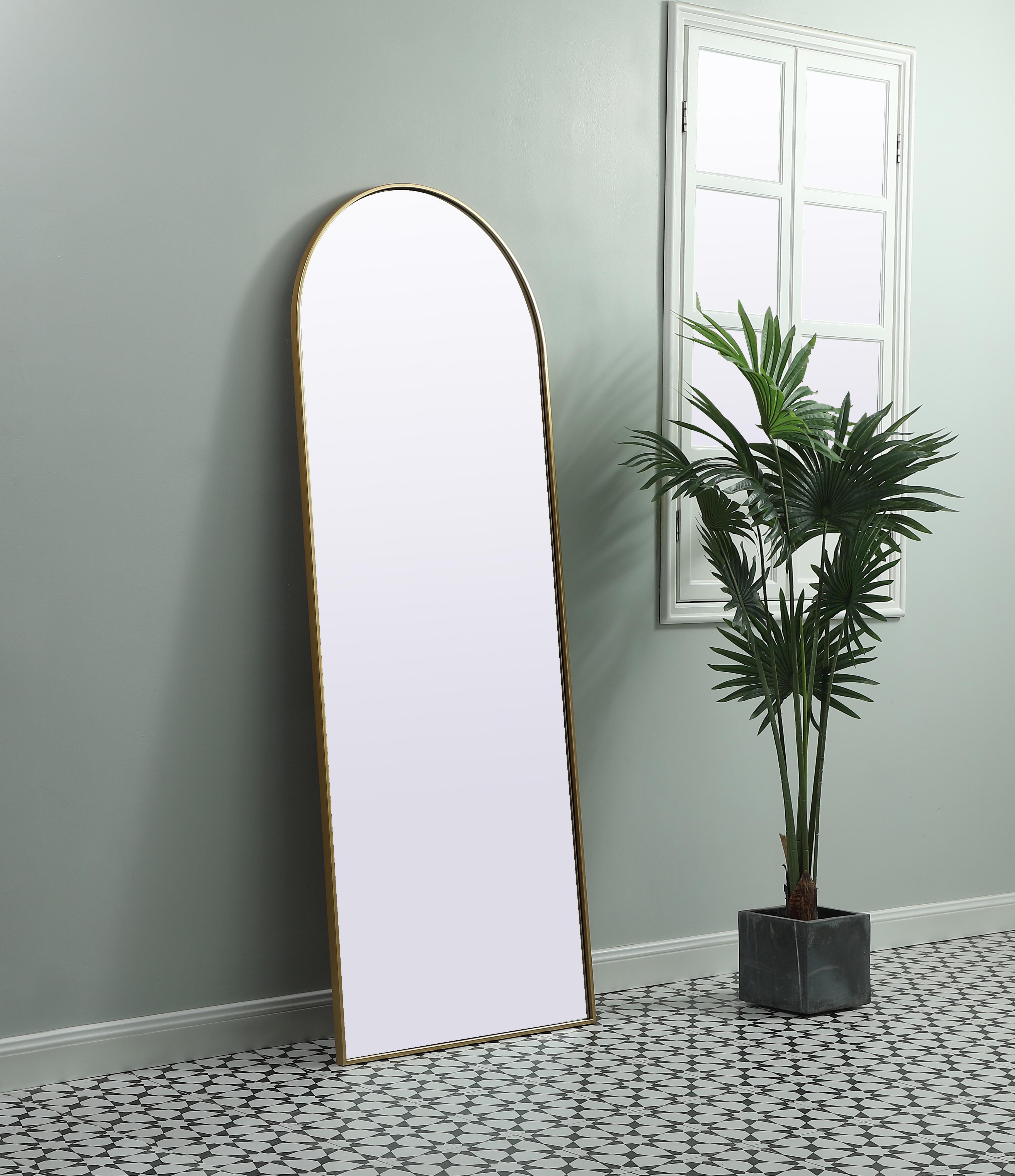 Ayra Arched Floor Mirror in Brass - Image 3