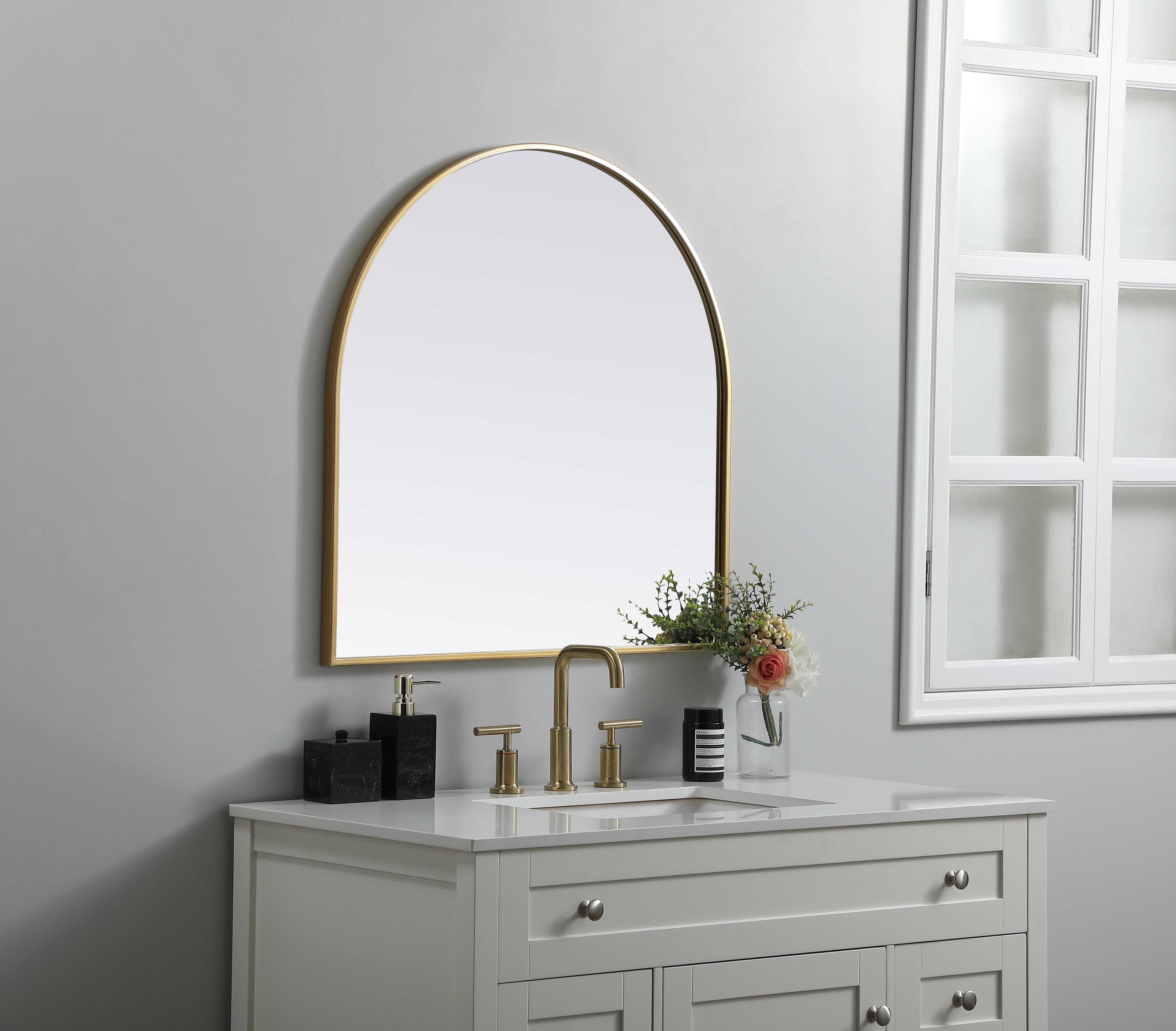 Ayra Round Wall Mirror in Brass - Image 3