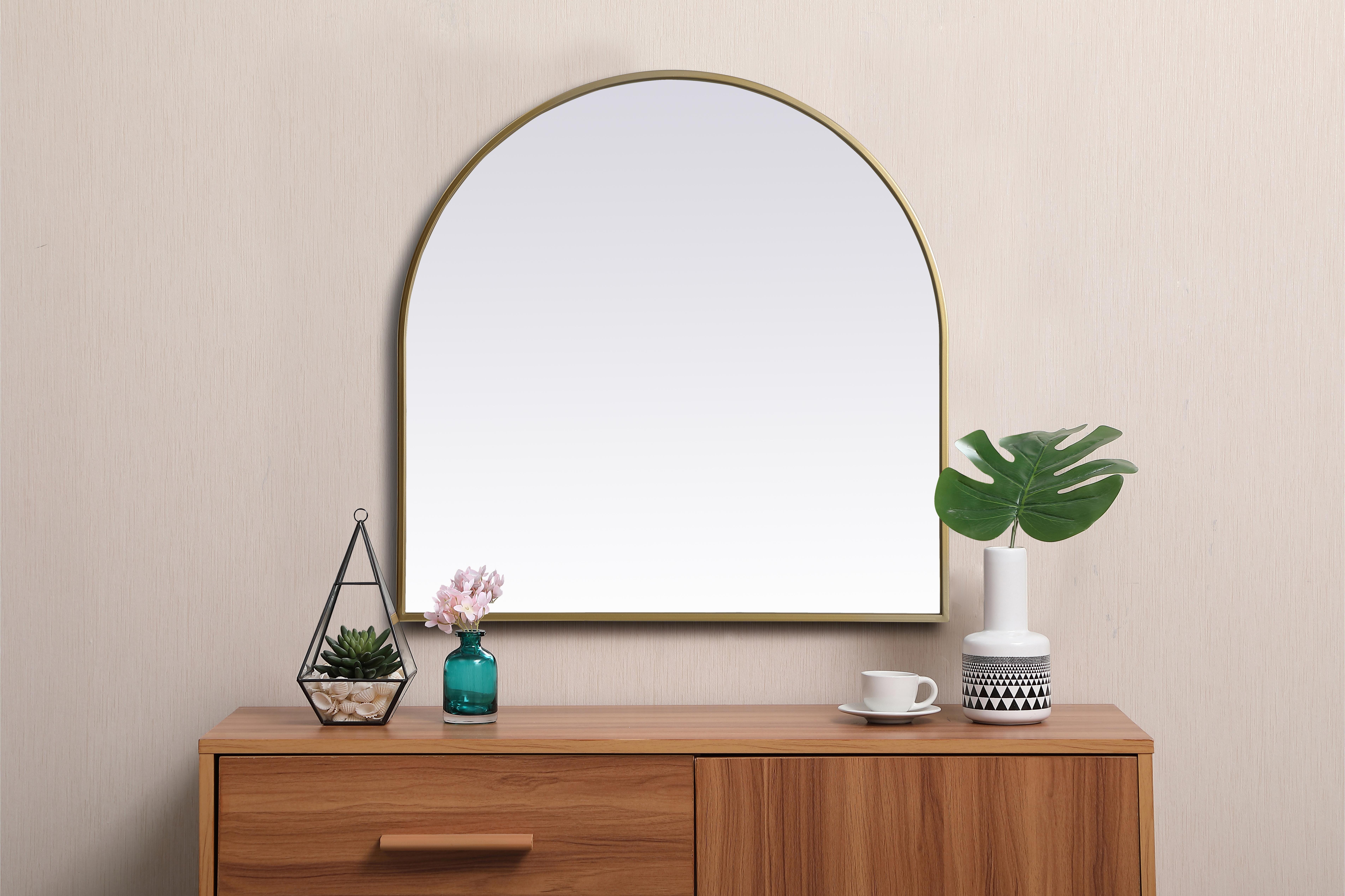 Ayra Round Wall Mirror in Brass - Image 4