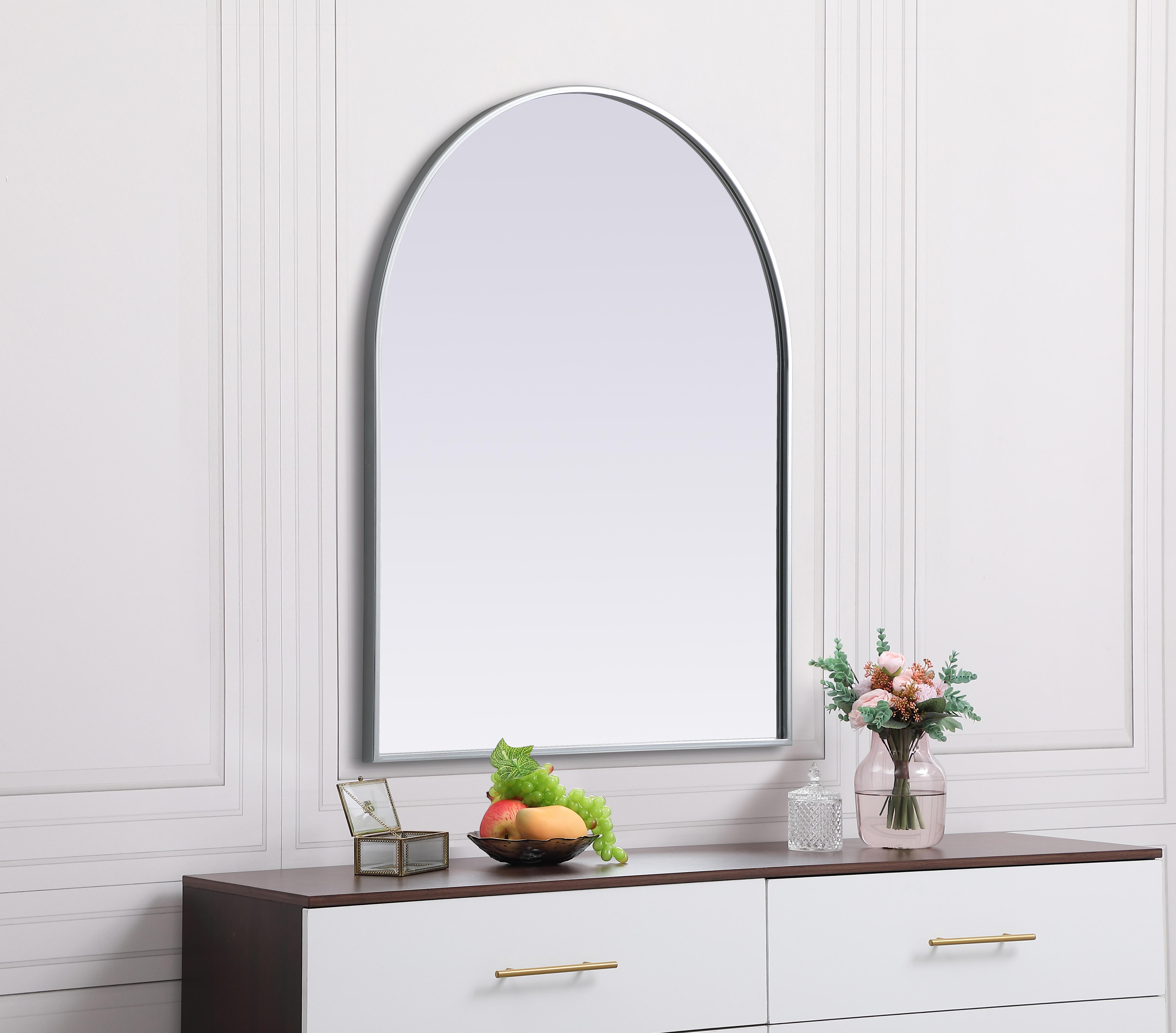 Ayra 30" Round Arch Mirror in Silver - Image 5