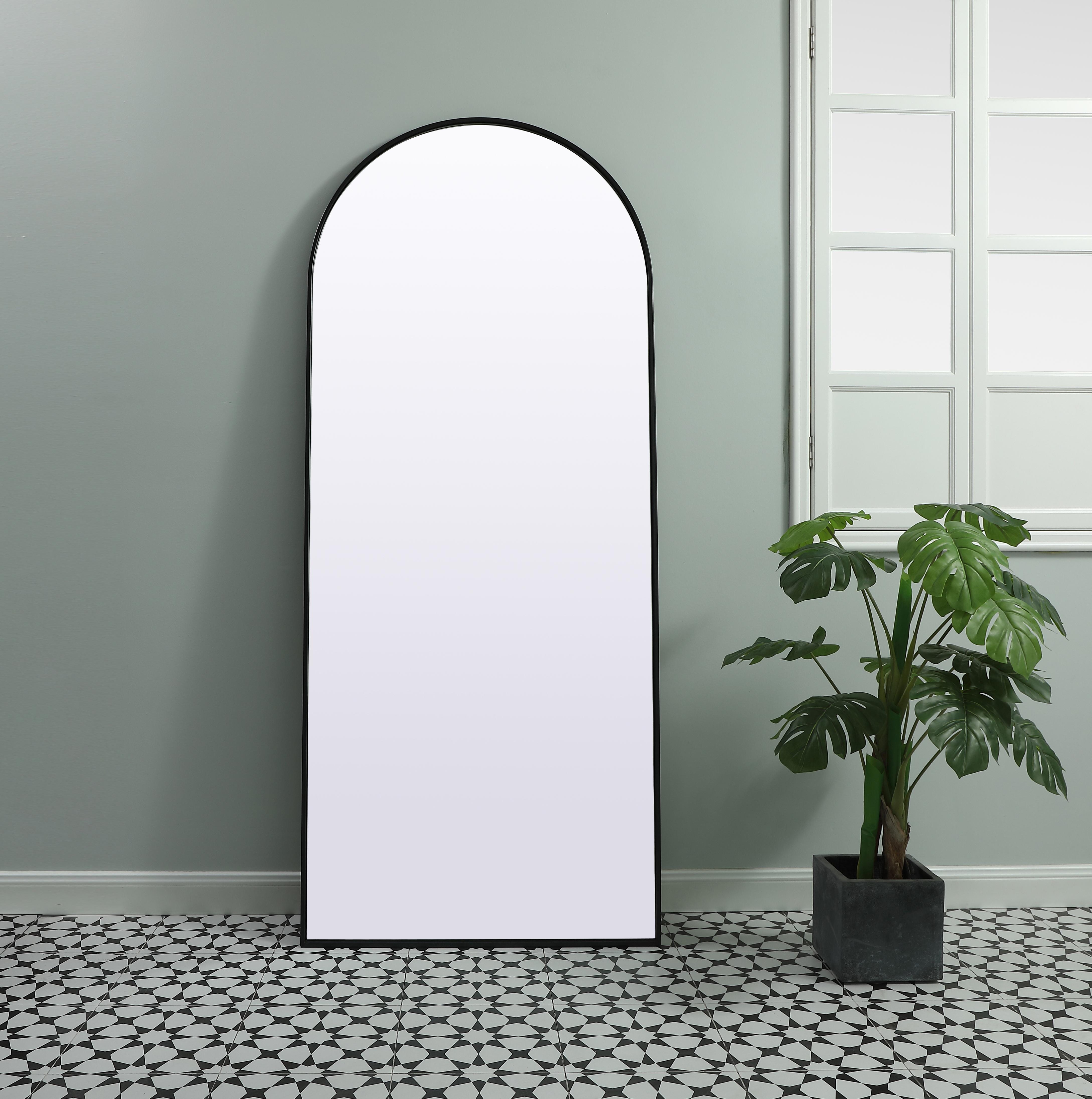 Specification Sheet
Dimensions
Length: 76"
Width: 32"
Height: 76"
Depth: 1"
Specifications
Assembly Required: NO
Distressed Finish: No
Finish (Color): Black
Fixture Material: Iron and MDF
Frameless: NO
Mirror Frame Shape: Arch
Mirror Hanging Orientation: Vertical
Mirror Mounting: Metal Inset hanger
Mirror Type: Flat
Product Shape: Arch
Product Type: Decorative Mirrors
Product Warranty: 1 year limited
Weight: 43.54
Wire Included: No
Shipment type: LTL
US Shipping Cost: $142.00 - alternate view