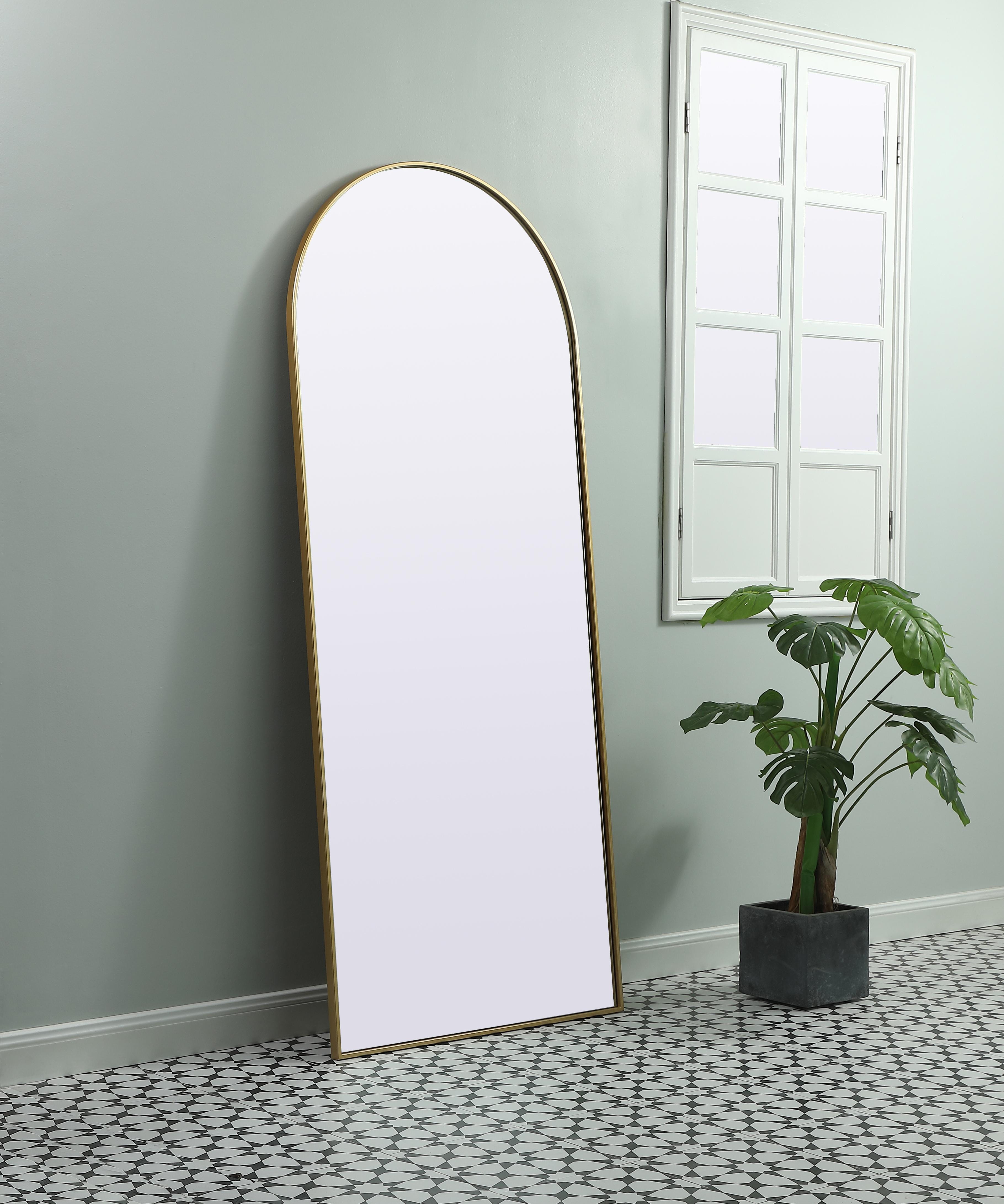 Ayra Arched Floor Mirror in Brass - Image 3