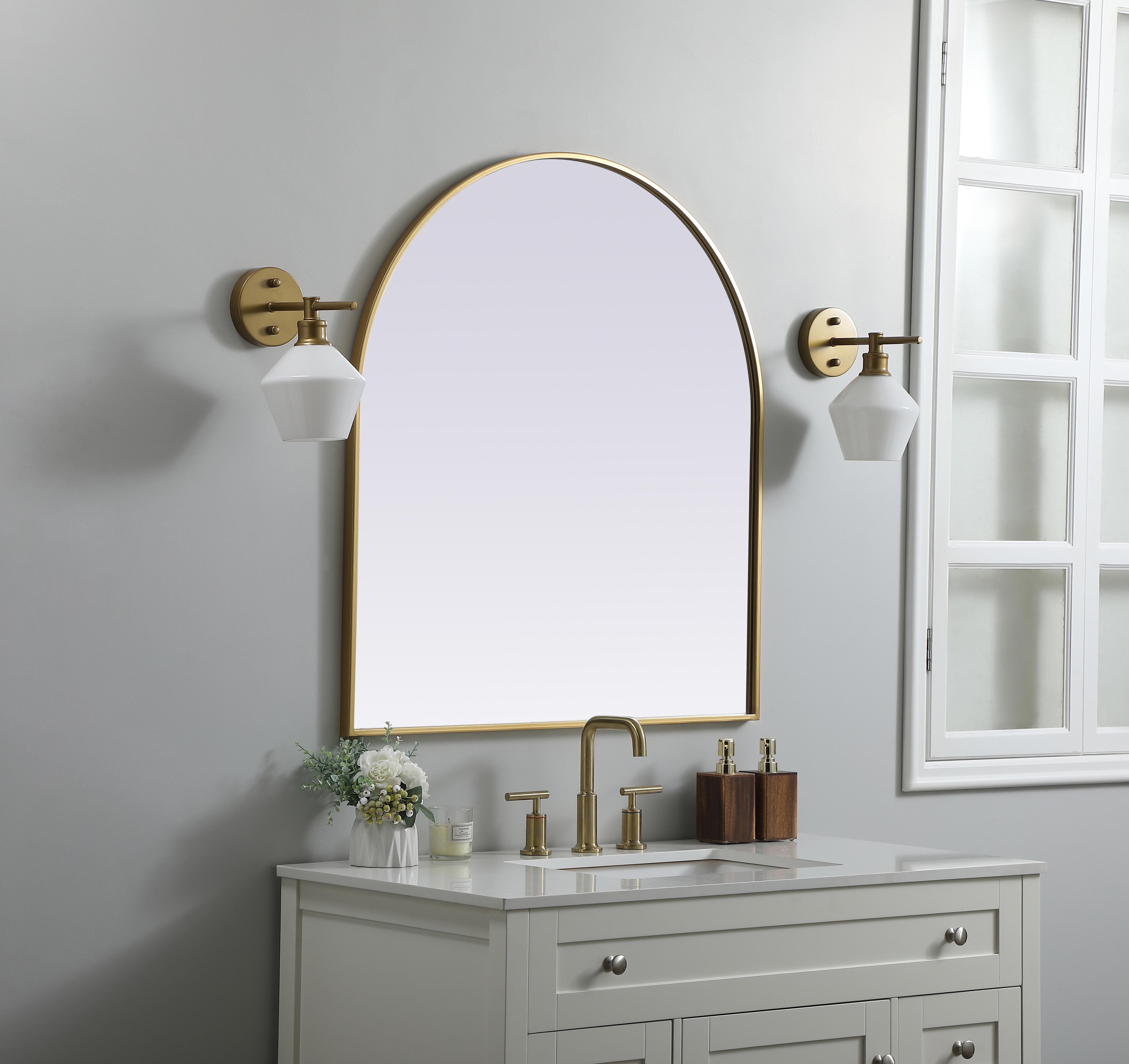Ayra Round Arch Mirror in Brass - Image 3