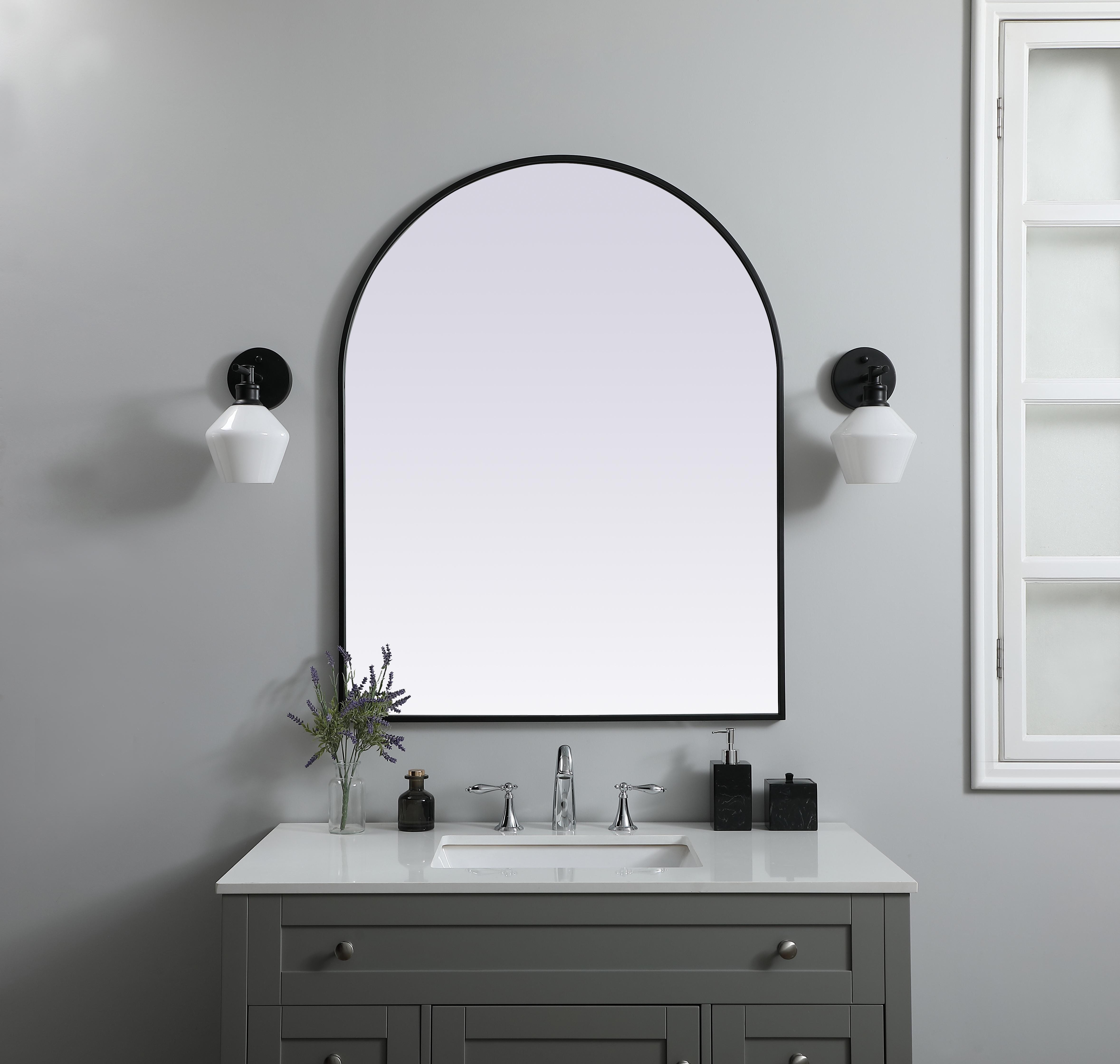 Specification Sheet
Dimensions
Length: 42"
Width: 33"
Height: 42"
Depth: 1"
Specifications
Assembly Required: NO
Distressed Finish: No
Finish (Color): Black
Fixture Material: Iron and MDF
Frameless: NO
Mirror Frame Shape: Arch
Mirror Hanging Orientation: Vertical
Mirror Mounting: Metal Inset hanger
Mirror Type: Flat
Product Shape: Arch
Product Type: Decorative Mirrors
Product Warranty: 1 year limited
Weight: 23.40
Wire Included: No
Shipment type: small parcel
US Shipping Cost: $30.00 - alternate view