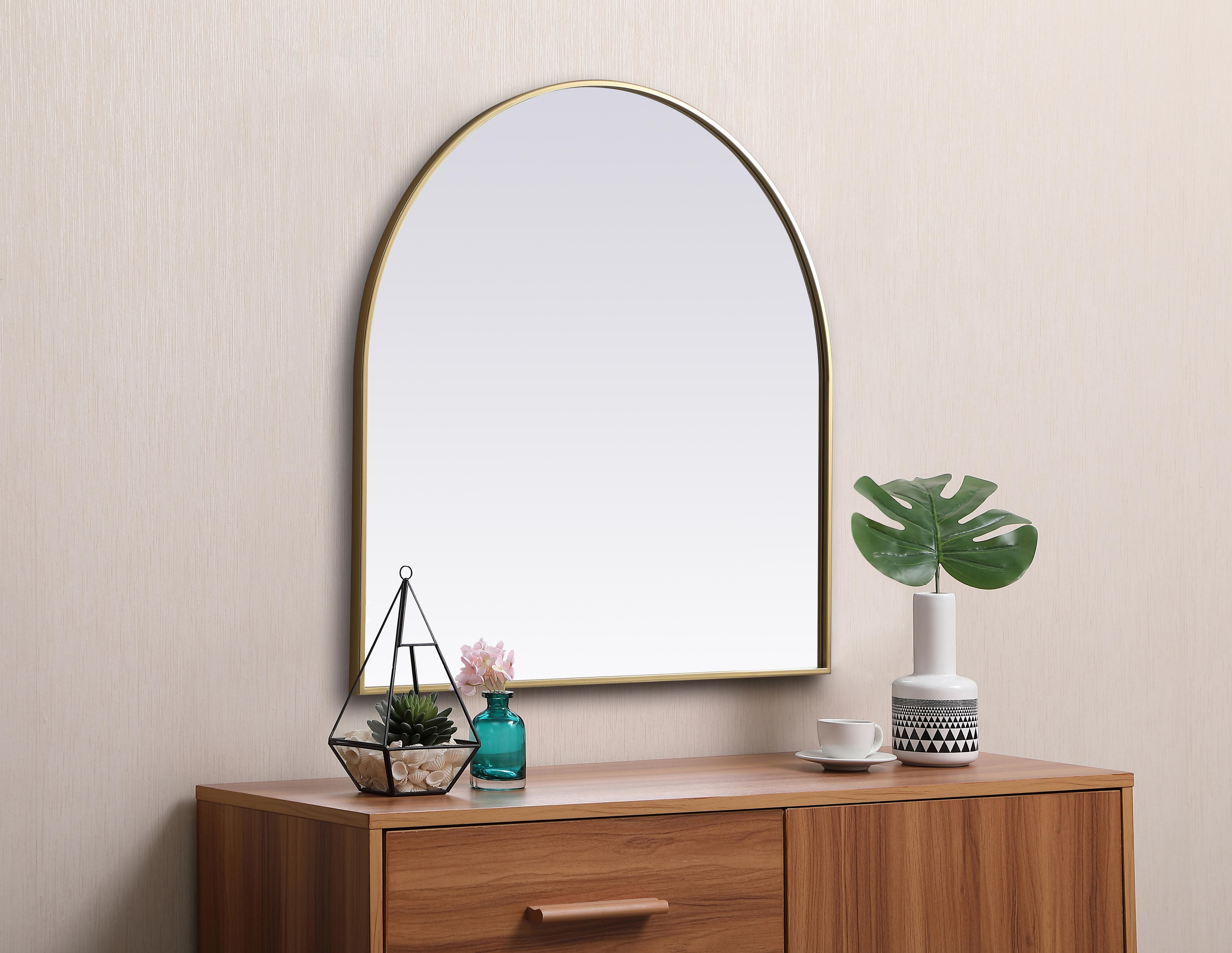 Ayra 36" Round Arch Mirror in Brass - Image 5