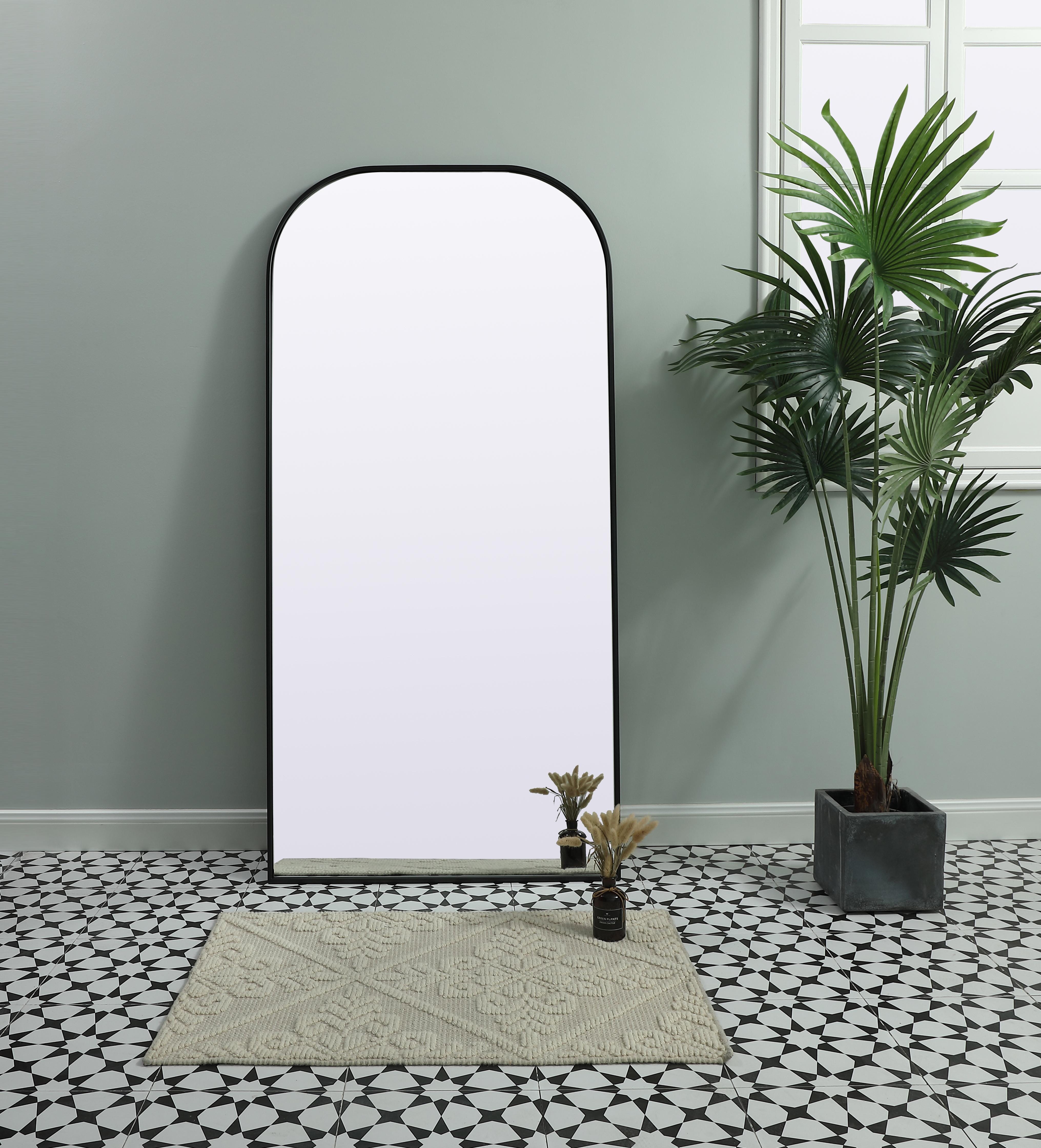Specification Sheet
Dimensions
Length: 66"
Width: 32"
Height: 66"
Depth: 1"
Specifications
Assembly Required: NO
Distressed Finish: No
Finish (Color): Black
Fixture Material: Iron and MDF
Frameless: NO
Mirror Frame Shape: Arch
Mirror Hanging Orientation: Vertical
Mirror Mounting: Metal Inset hanger
Mirror Type: Flat
Product Shape: Arch
Product Type: Decorative Mirrors
Product Warranty: 1 year limited
Weight: 38.47
Wire Included: No
Shipment type: Oversized Ground
US Shipping Cost: $116.00 - alternate view