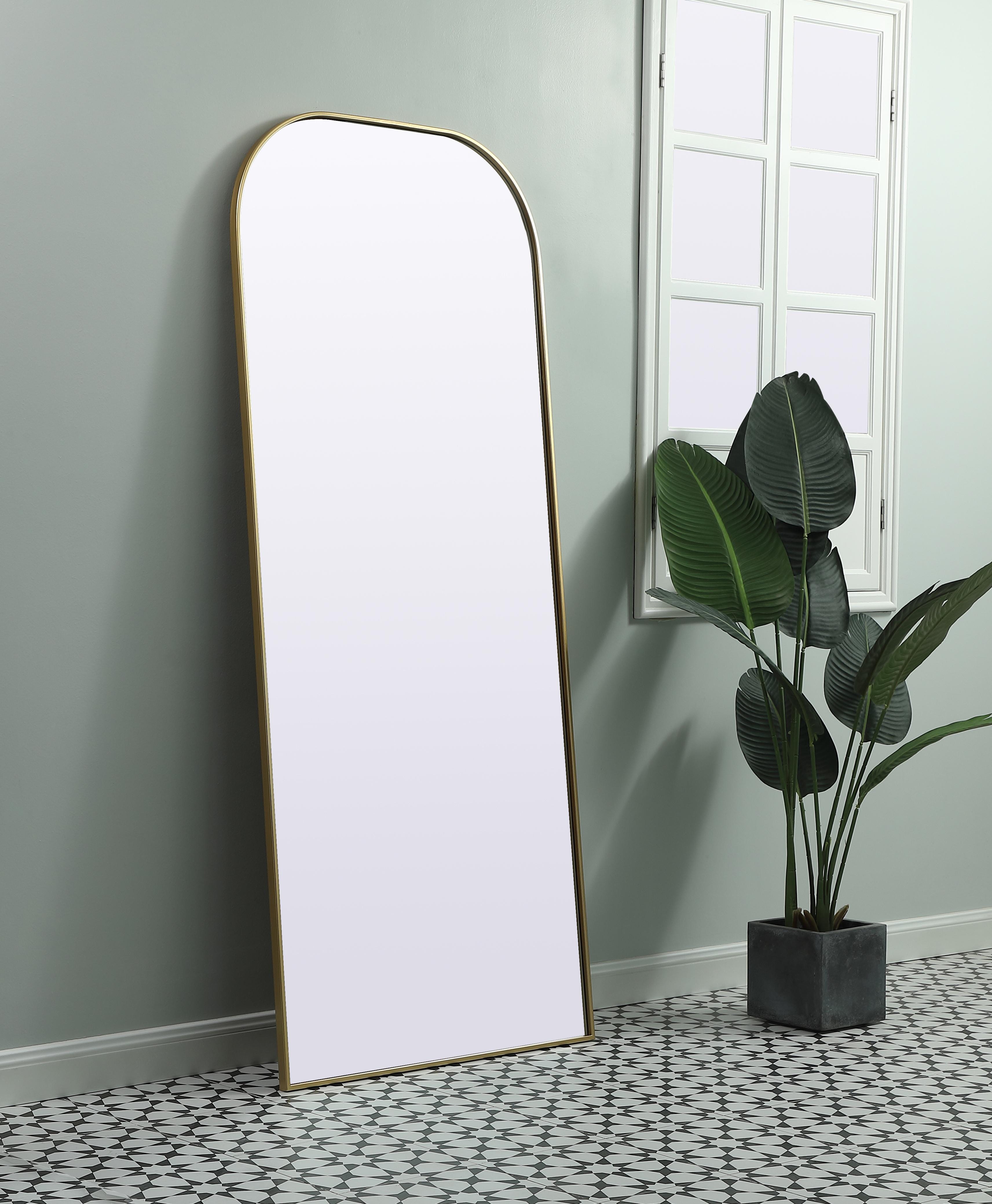 Blaire 32" x 76" Arched Mirror in Brass - Image 3