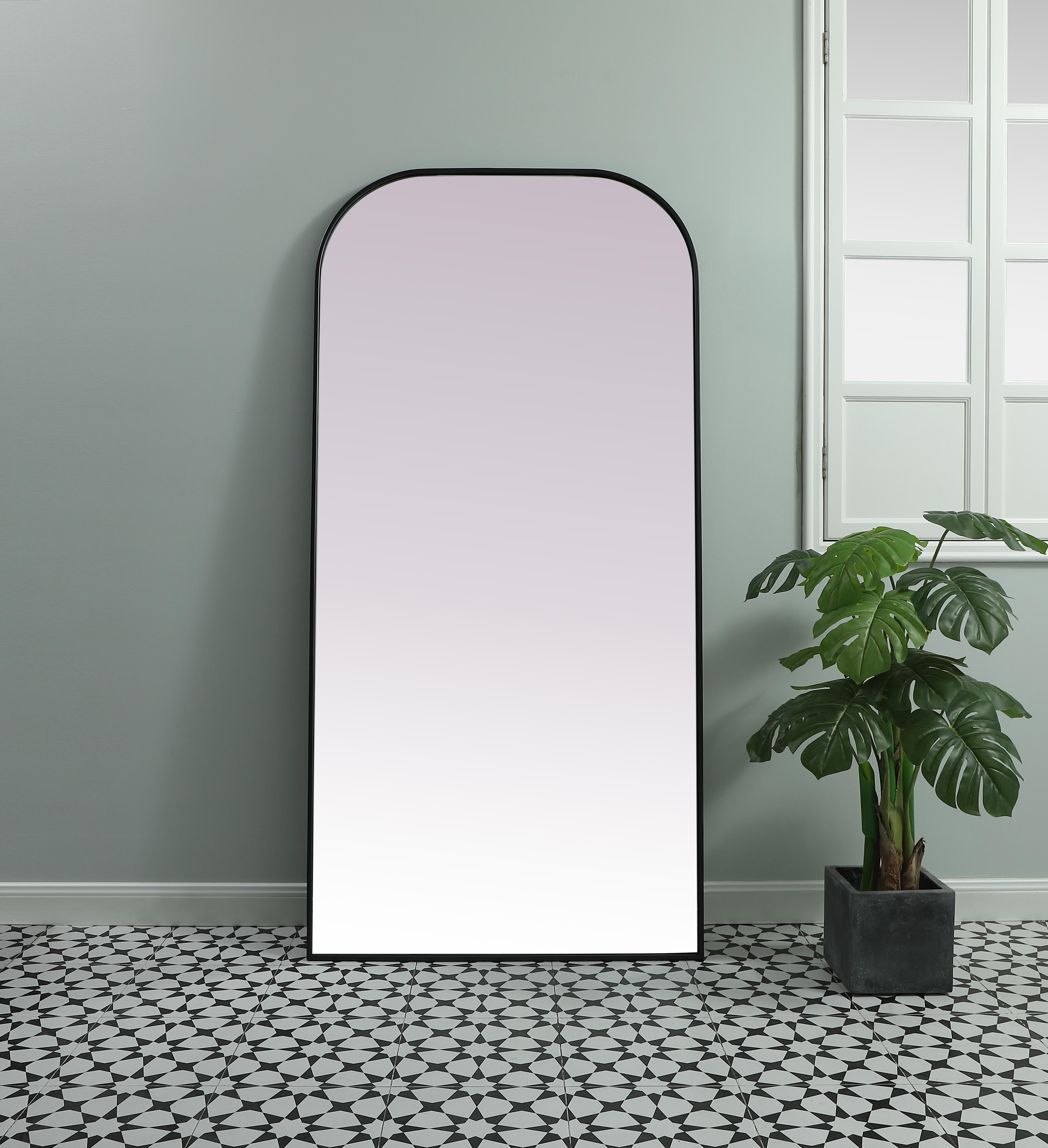 Specification Sheet
Dimensions
Length: 72"
Width: 35"
Height: 72"
Depth: 1"
Specifications
Assembly Required: NO
Distressed Finish: No
Finish (Color): Black
Fixture Material: Iron and MDF
Frameless: NO
Mirror Frame Shape: Arch
Mirror Hanging Orientation: Vertical
Mirror Mounting: Metal Inset hanger
Mirror Type: Flat
Product Shape: Arch
Product Type: Decorative Mirrors
Product Warranty: 1 year limited
Weight: 44.95
Wire Included: No
Shipment type: LTL
US Shipping Cost: $142.00 - alternate view