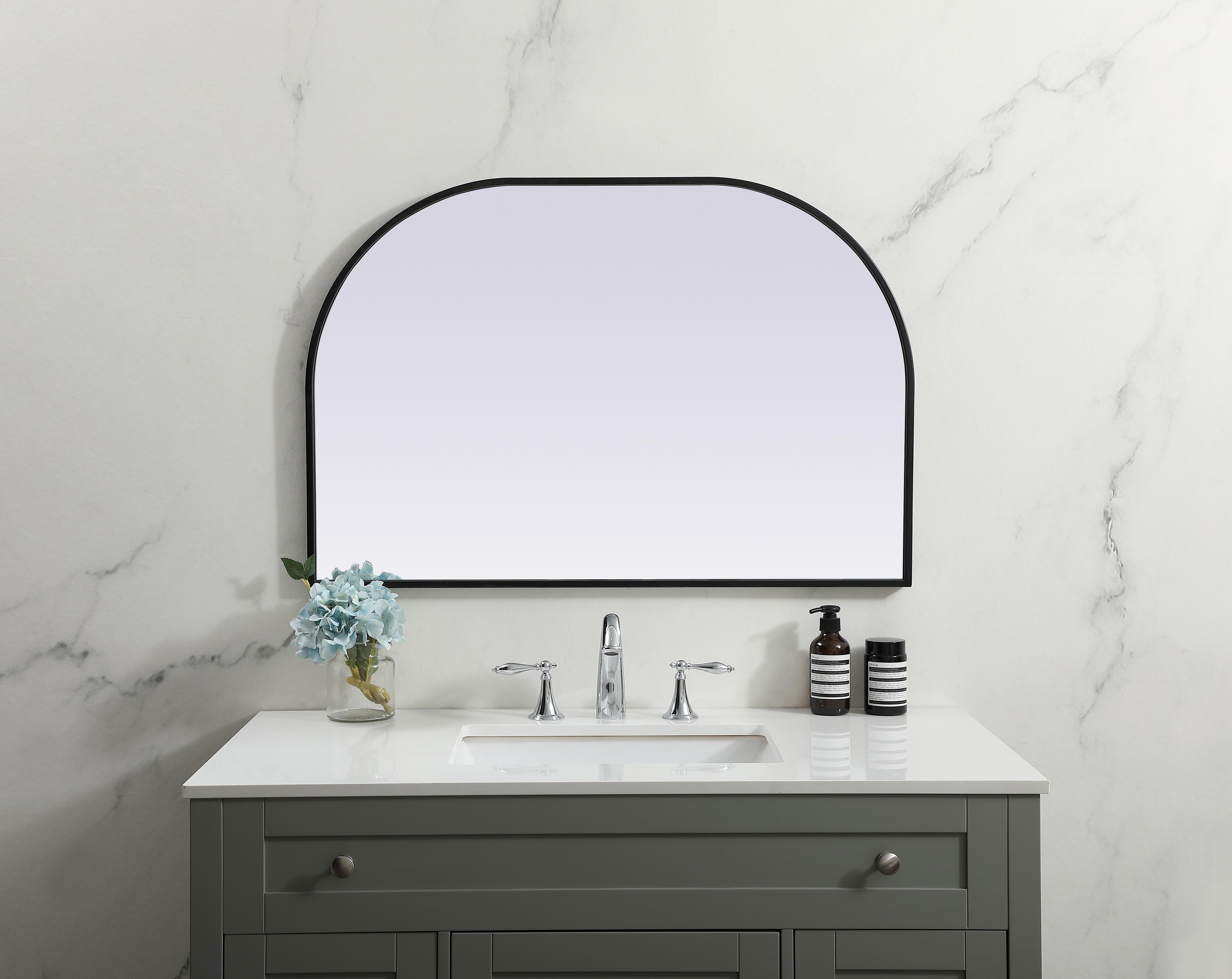 Specification Sheet
Dimensions
Length: 24"
Width: 36"
Height: 24"
Depth: 1"
Specifications
Assembly Required: NO
Distressed Finish: No
Finish (Color): Black
Fixture Material: Iron and MDF
Frameless: NO
Mirror Frame Shape: Arch
Mirror Hanging Orientation: Vertical
Mirror Mounting: Metal Inset hanger
Mirror Type: Flat
Product Shape: Arch
Product Type: Decorative Mirrors
Product Warranty: 1 year limited
Weight: 15.21
Wire Included: No
Shipment type: small parcel
US Shipping Cost: $16.00 - alternate view