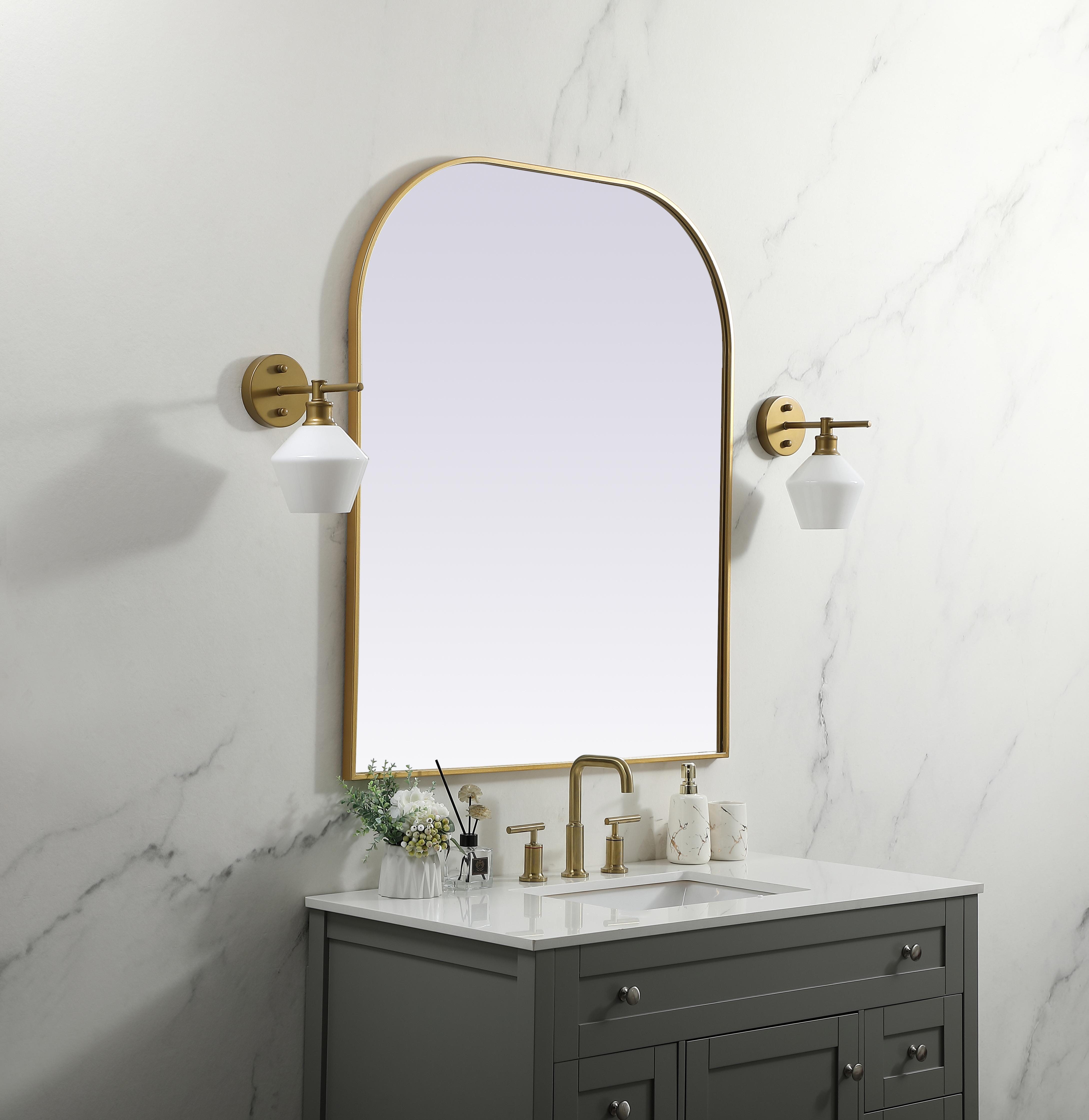 Blaire 36x42 Arched Mirror in Brass - Image 3