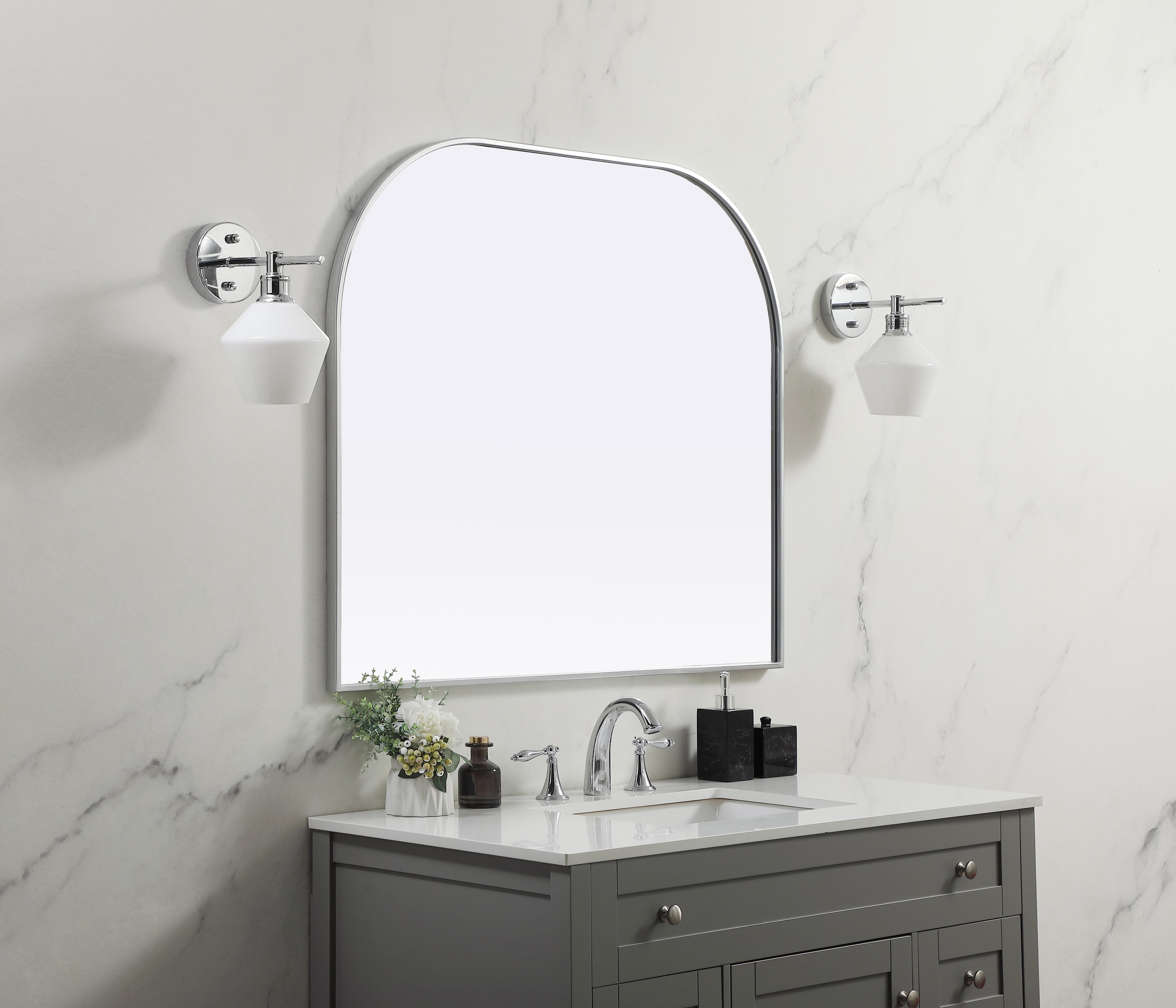Blaire 40" x 34" Arched Mirror in Silver - Image 3