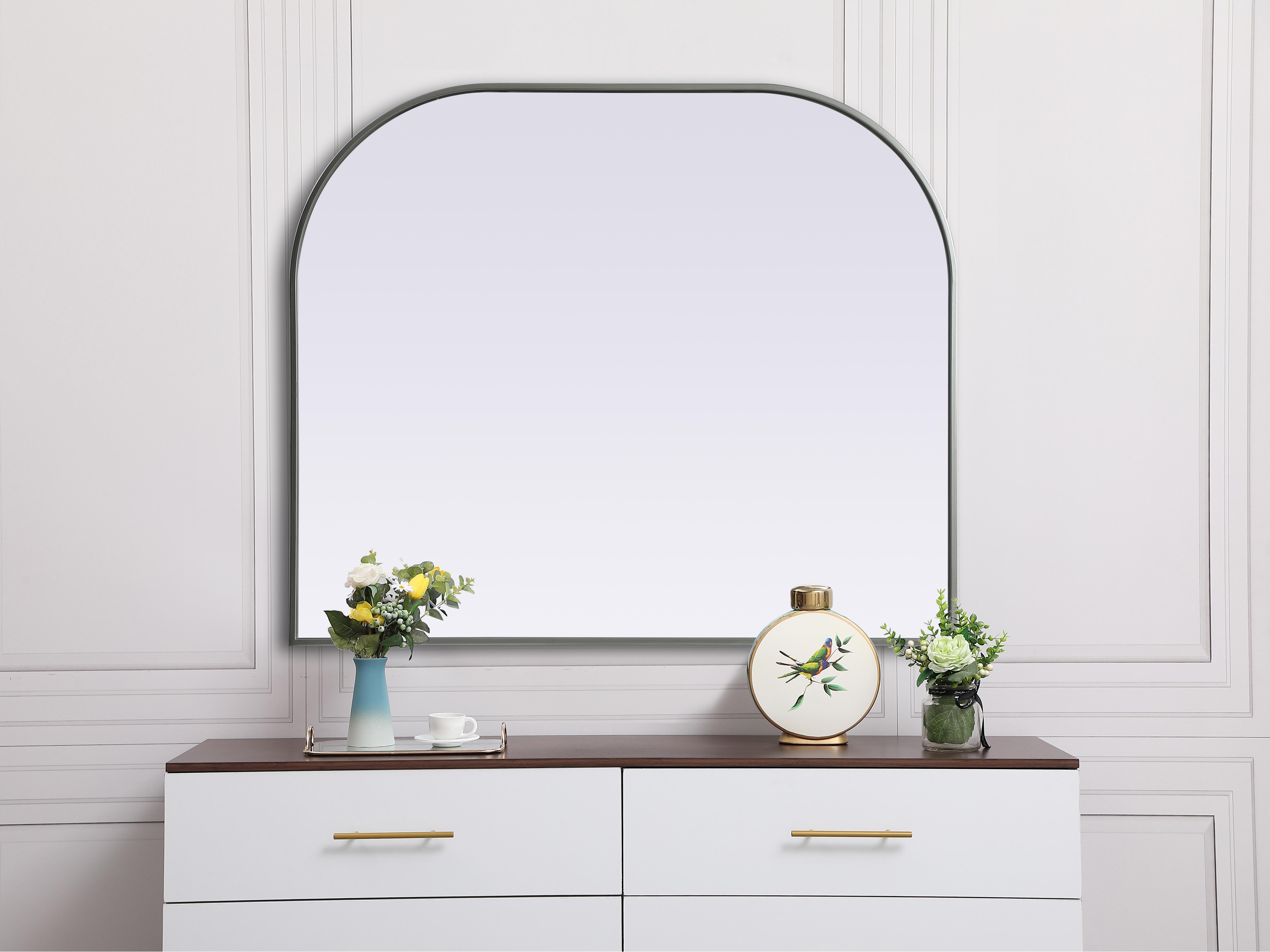 Blaire 40" x 34" Arched Mirror in Silver - Image 4