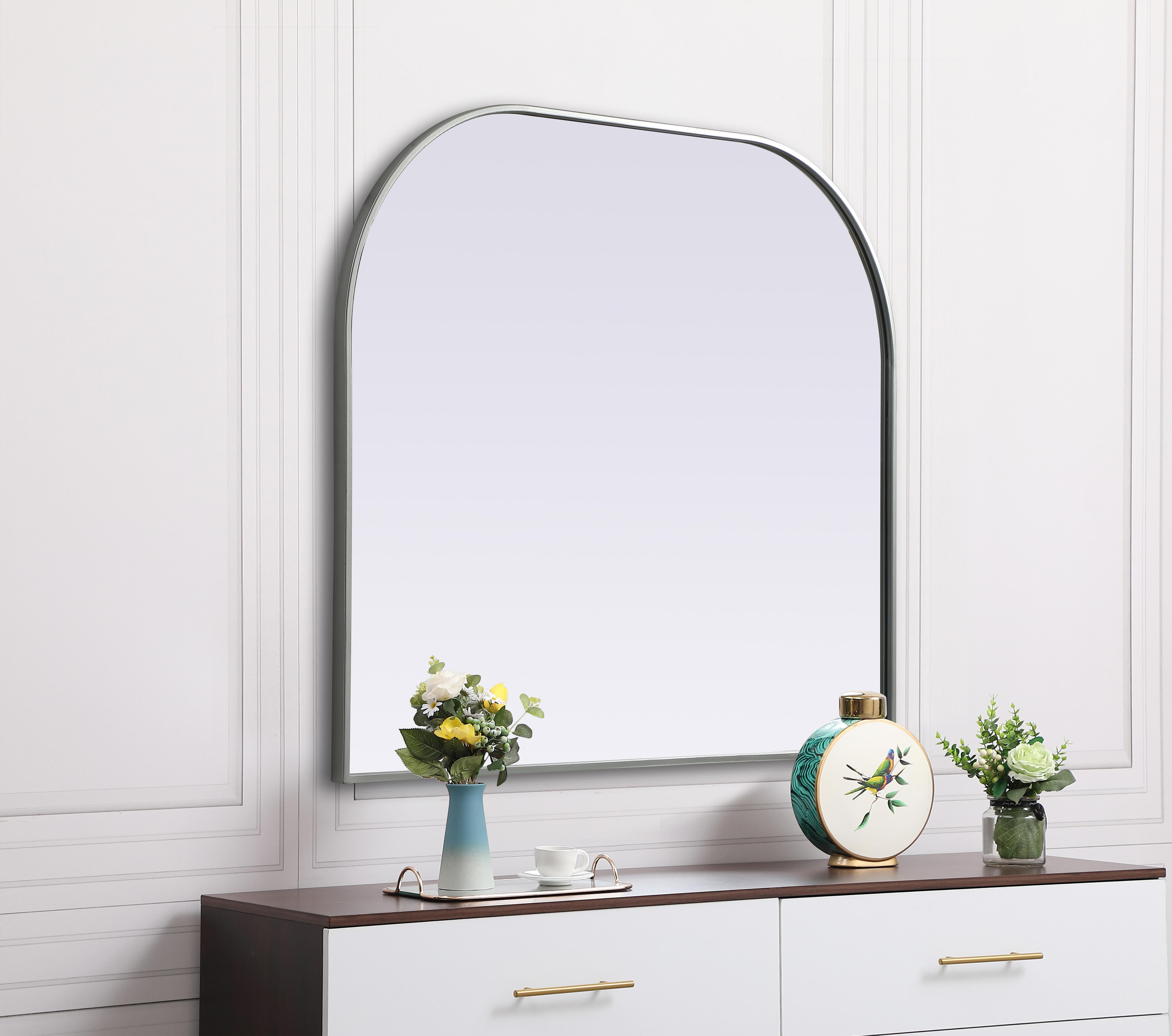 Blaire 40" x 34" Arched Mirror in Silver - Image 5