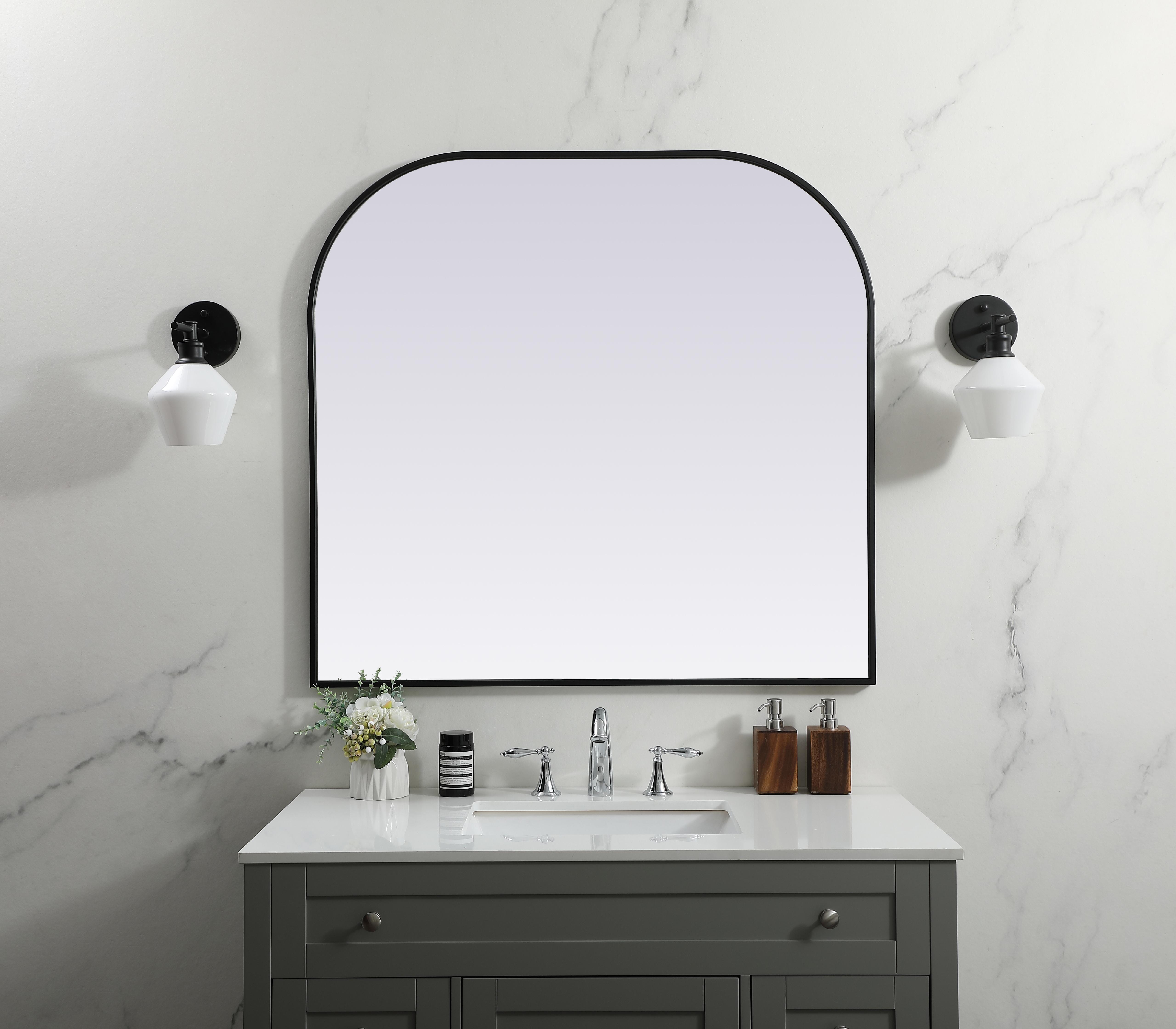 Specification Sheet
Dimensions
Length: 38"
Width: 40"
Height: 38"
Depth: 1"
Specifications
Assembly Required: NO
Distressed Finish: No
Finish (Color): Black
Fixture Material: Iron and MDF
Frameless: NO
Mirror Frame Shape: Arch
Mirror Hanging Orientation: Vertical
Mirror Mounting: Metal Inset hanger
Mirror Type: Flat
Product Shape: Arch
Product Type: Decorative Mirrors
Product Warranty: 1 year limited
Weight: 26.64
Wire Included: No
Shipment type: Oversized Ground
US Shipping Cost: $116.00 - alternate view